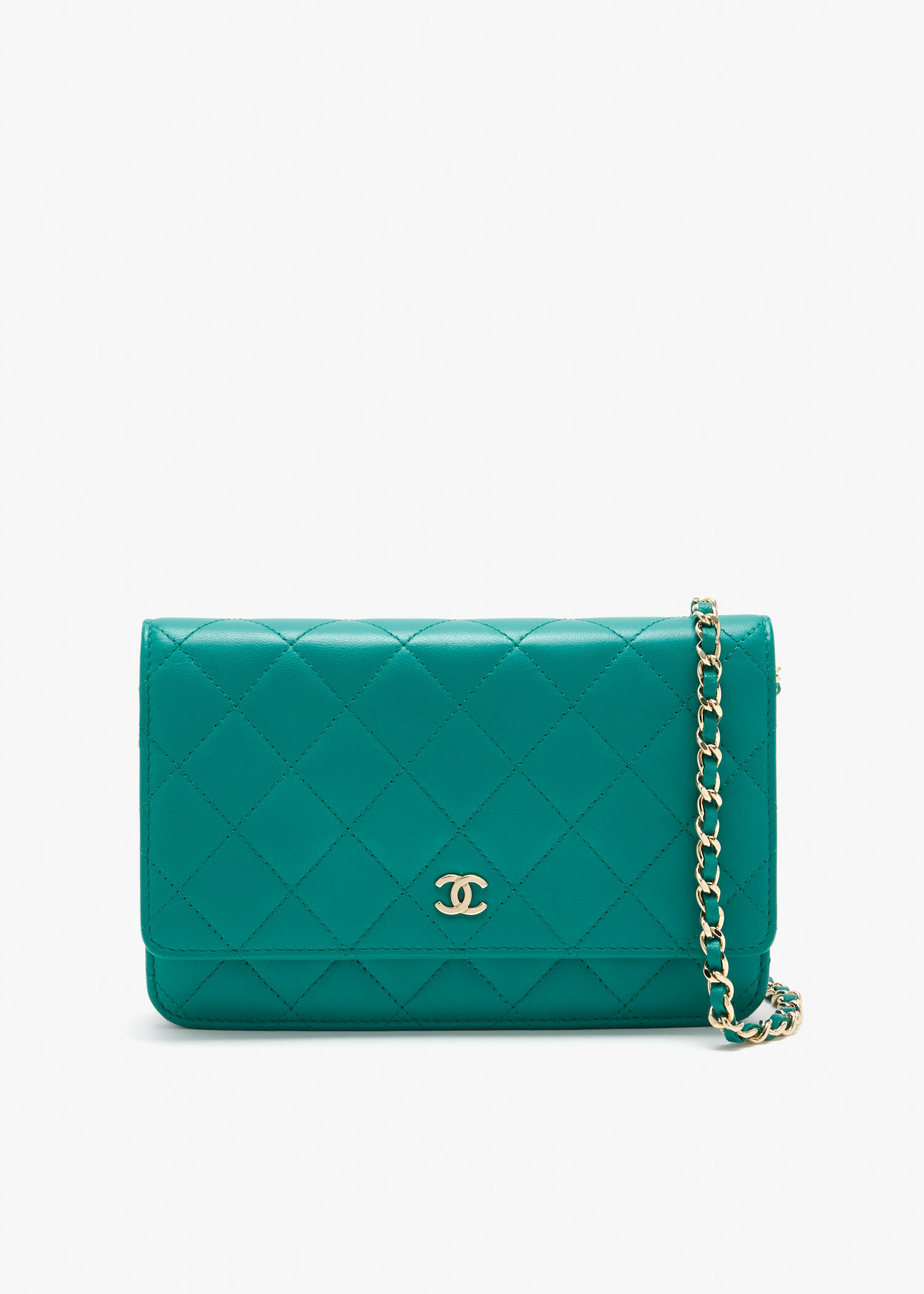 

CC Quilted chain wallet, Green