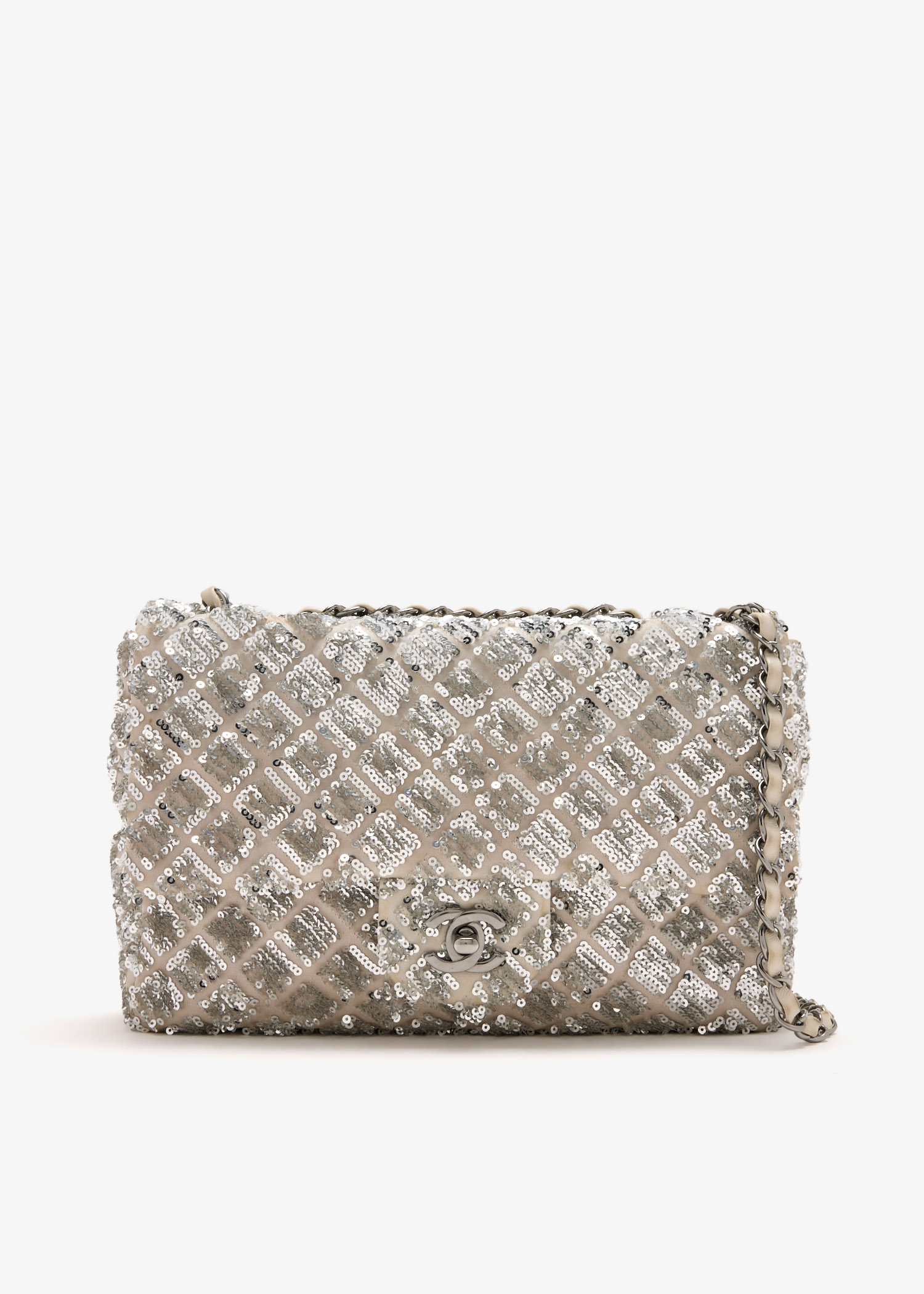 

Medium Classic Single Flap bag, Silver