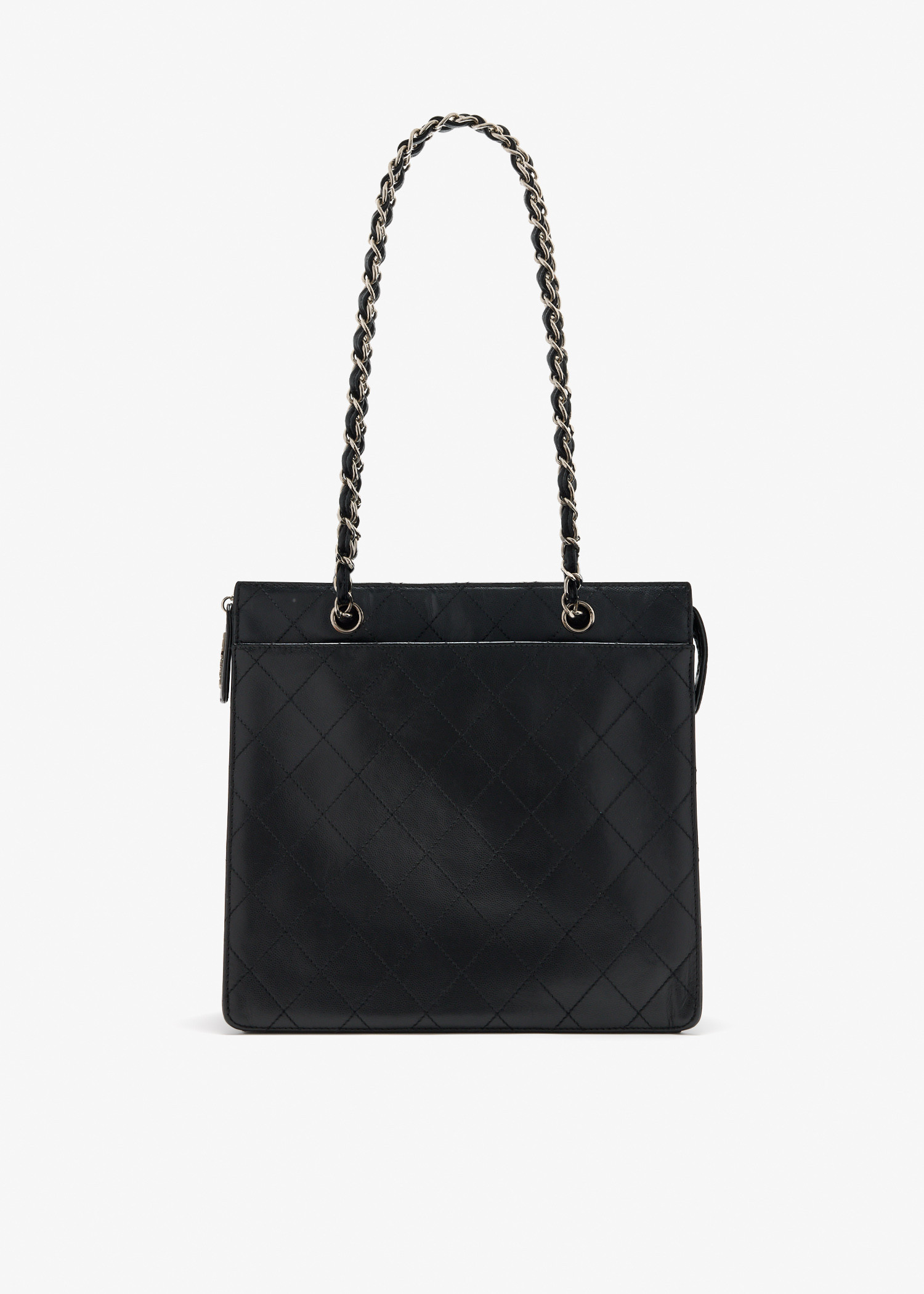 

Quilted Caviar leather chain tote bag, Black