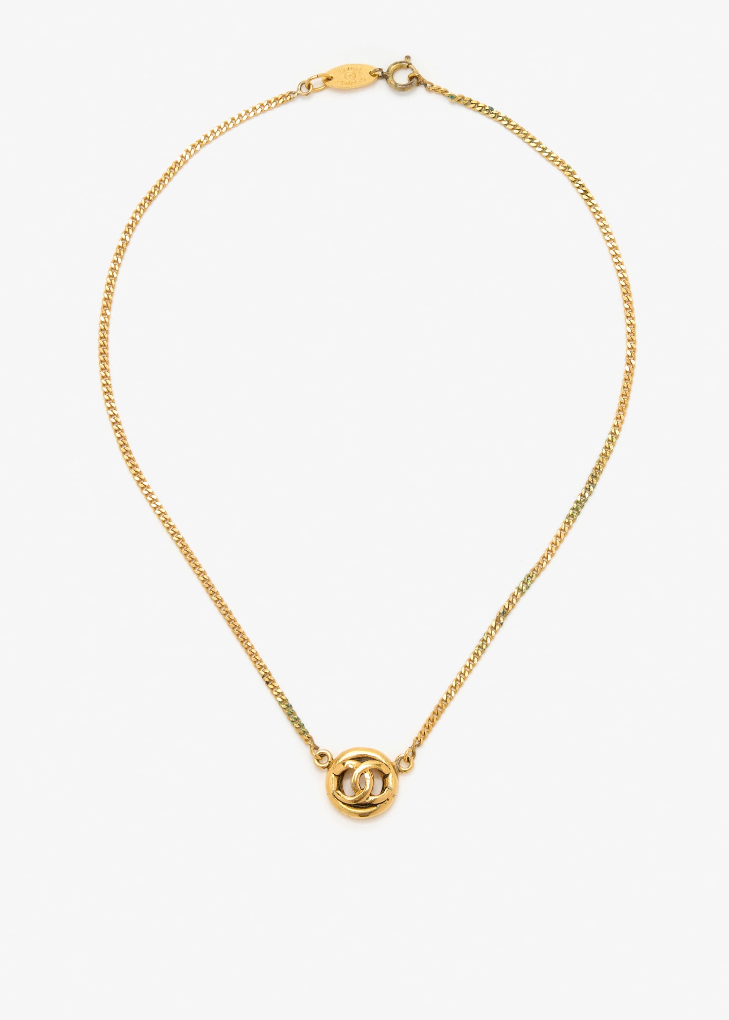 

CC logo pendant necklace, Gold