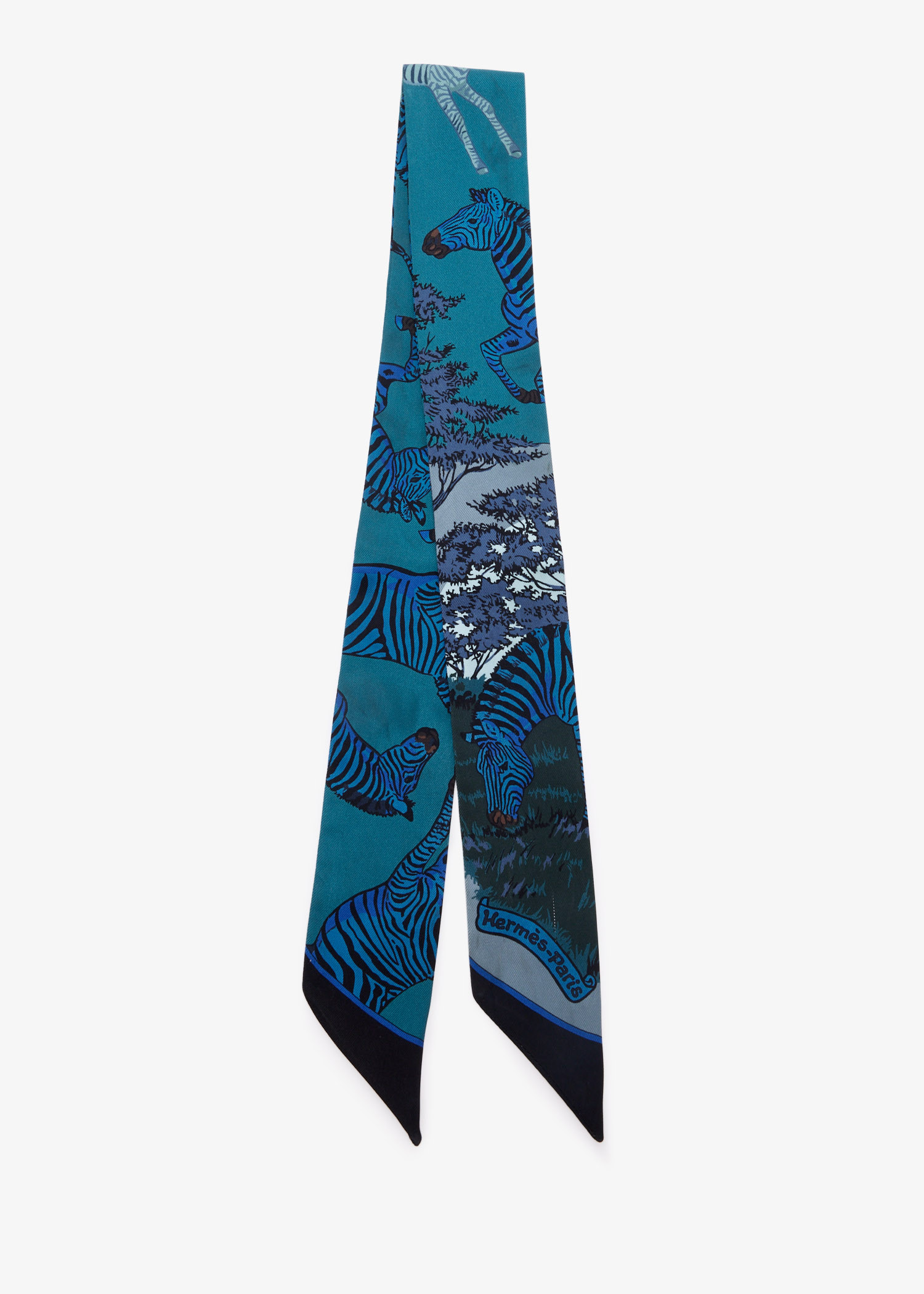 

Les Zebres silk twilly scarf, Blue