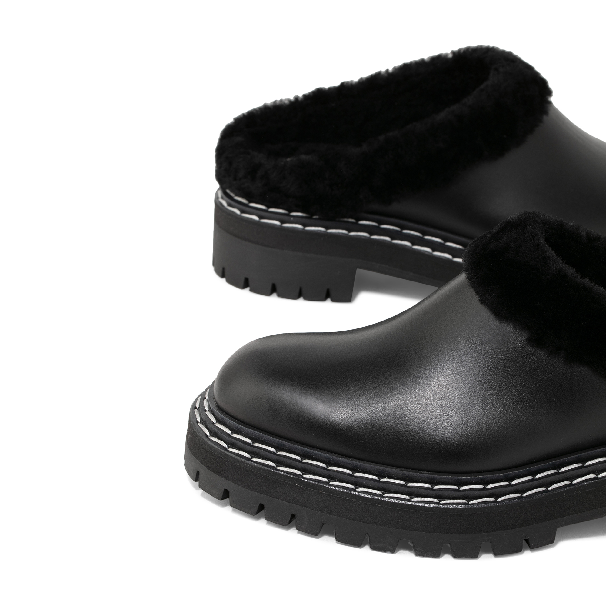 

Shearling Lug Sole mules, Black
