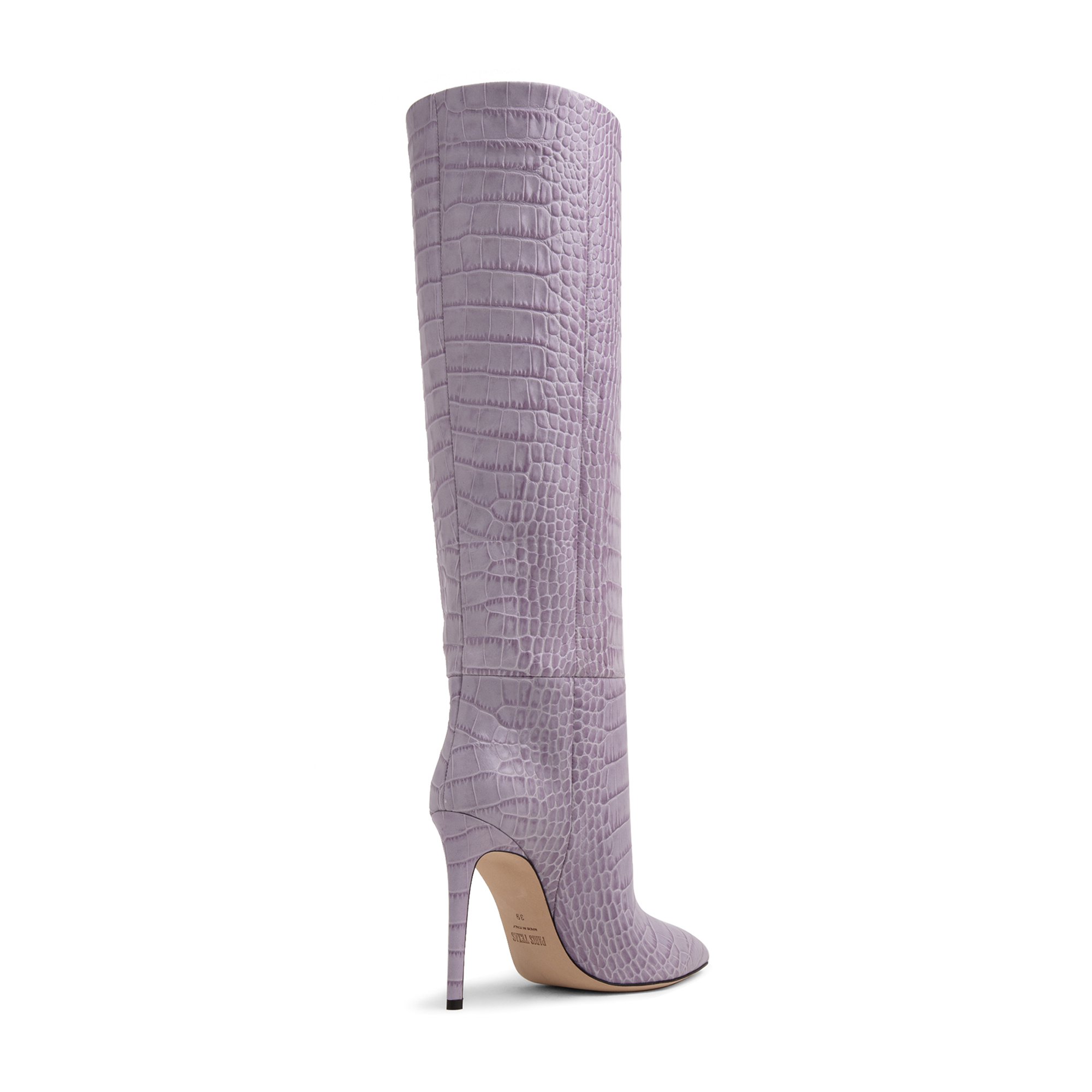 

Croc-embossed leather boots, Purple