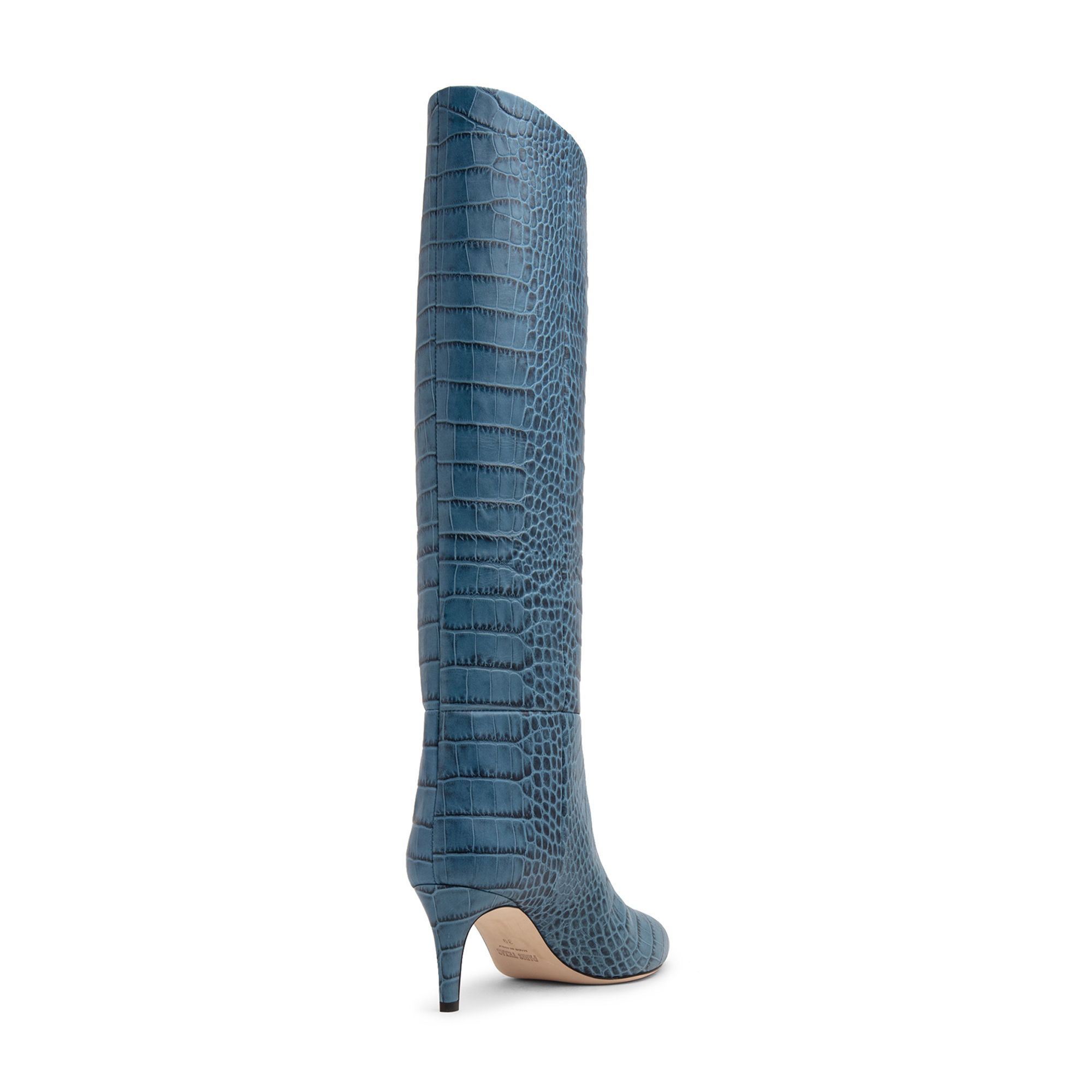 

Croc-embossed leather boots, Blue