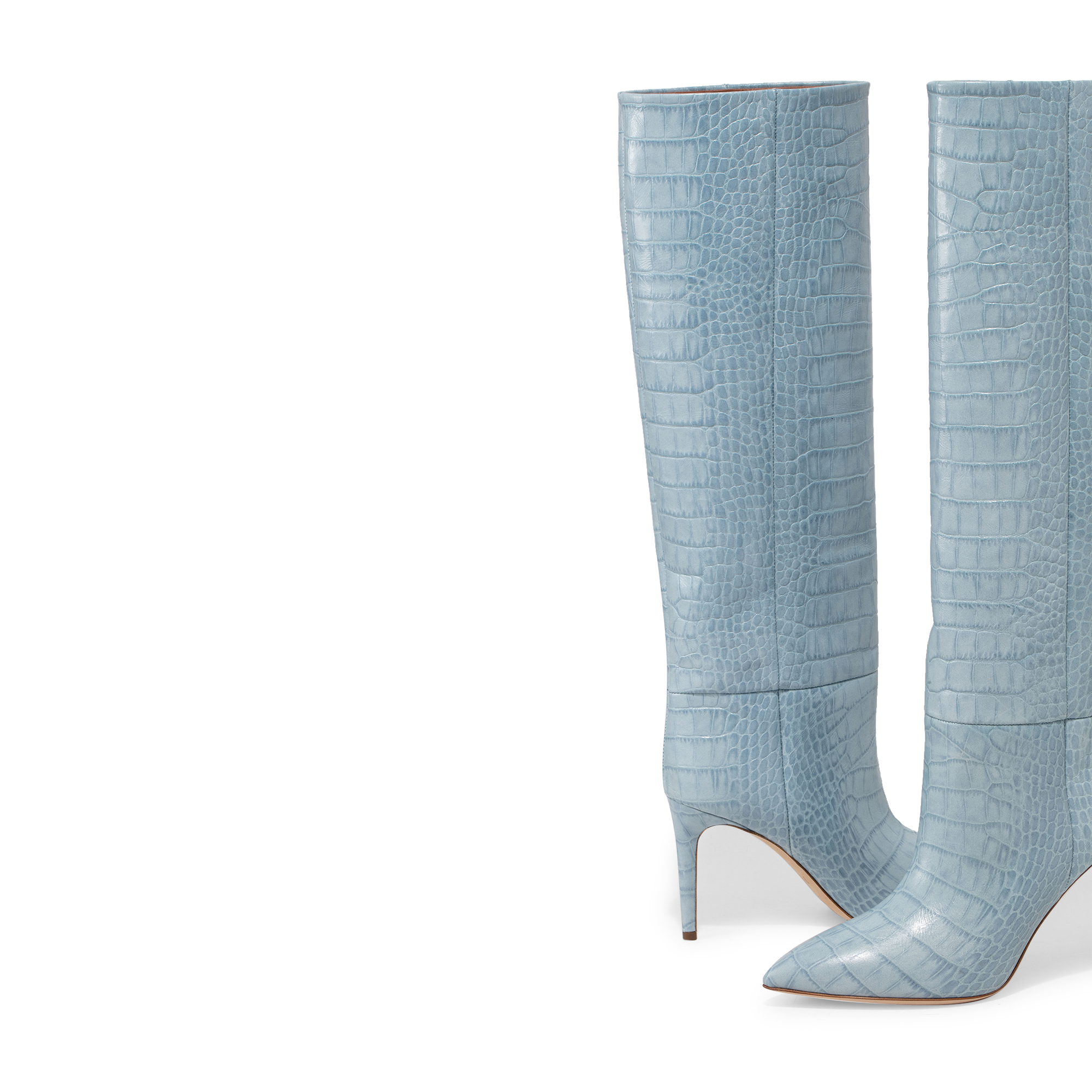 

Croc-embossed leather boots, Blue