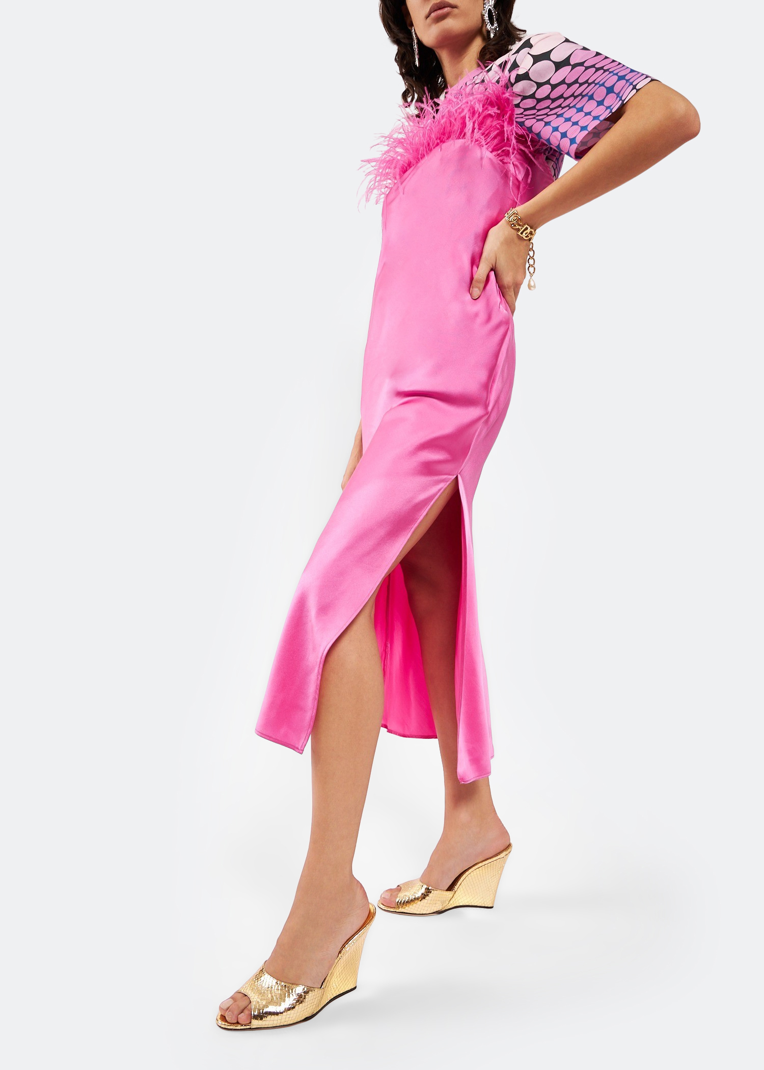 

Wanda wedge mules, Gold