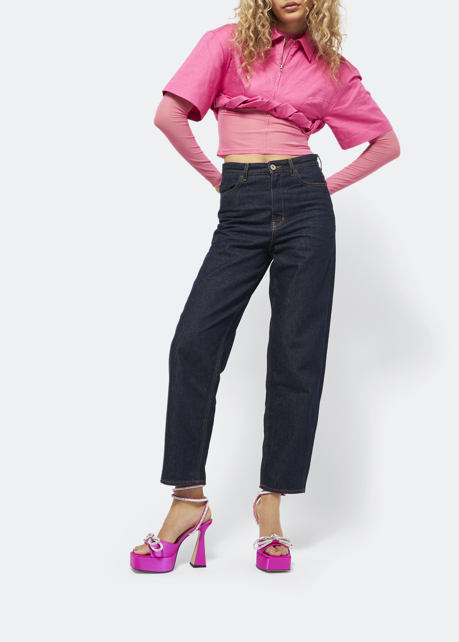 

Double bow platform sandals, Pink