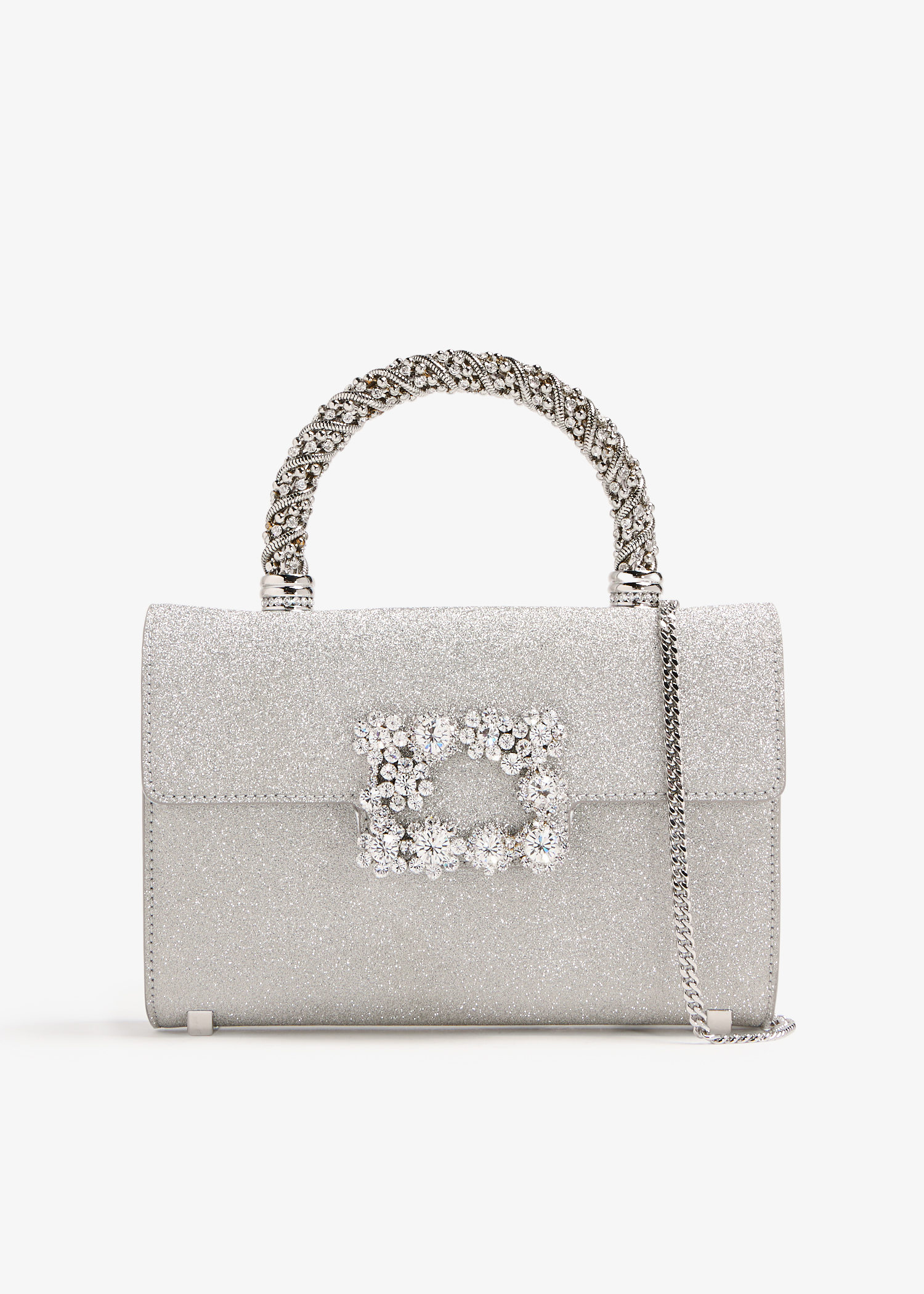 

Flower Strass Buckle mini clutch, Silver