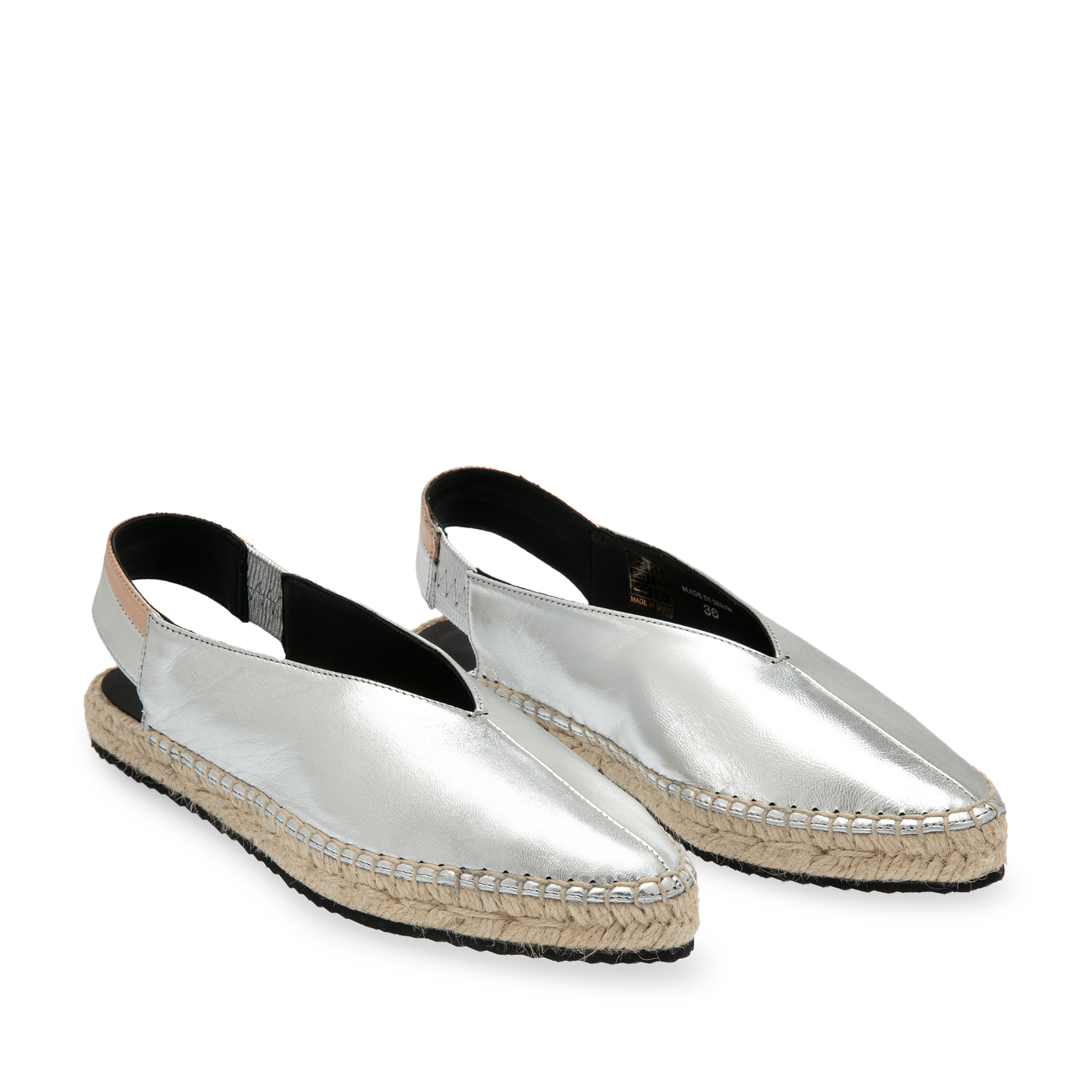 

Leather slingback flats, Silver