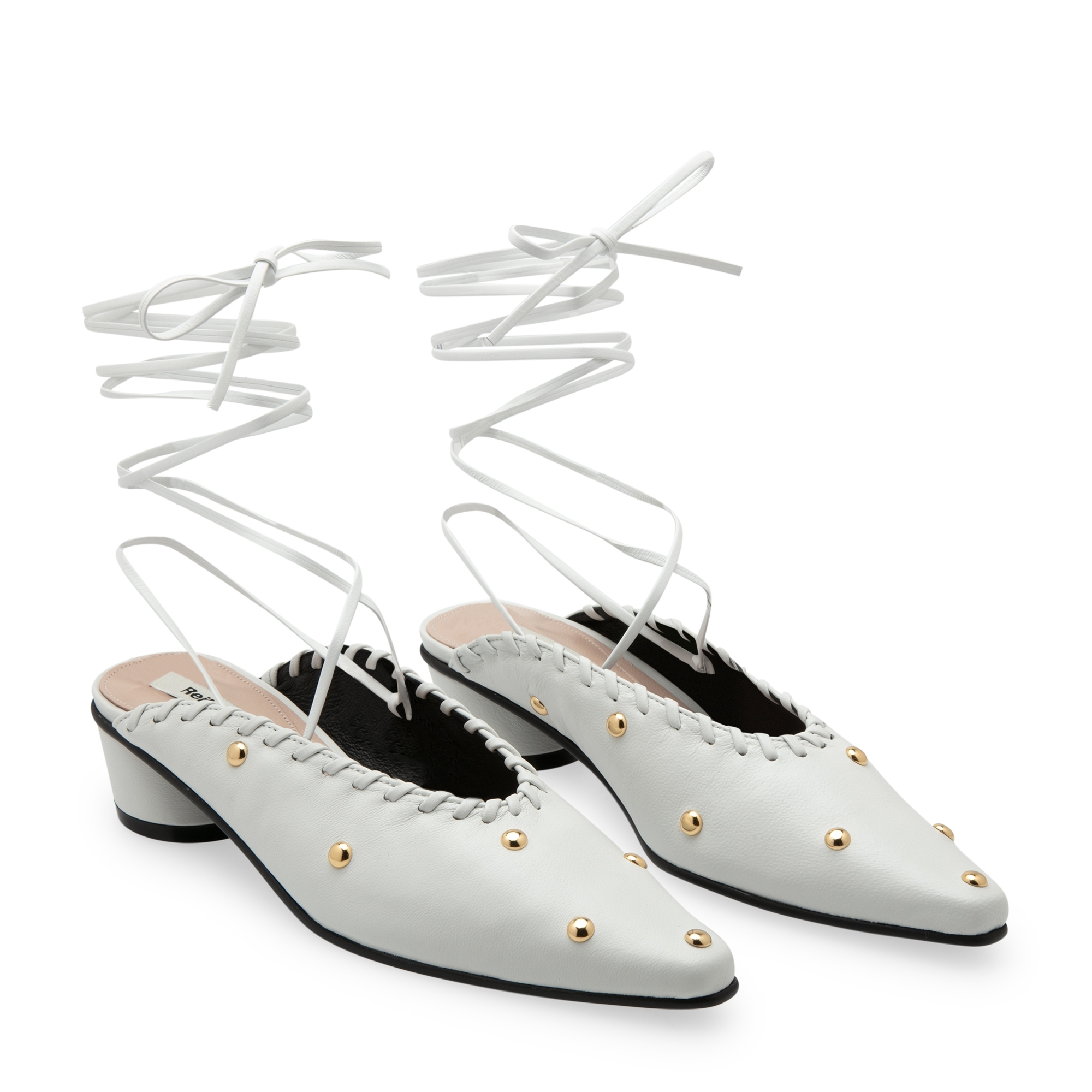 

Turnover Dot mules, White