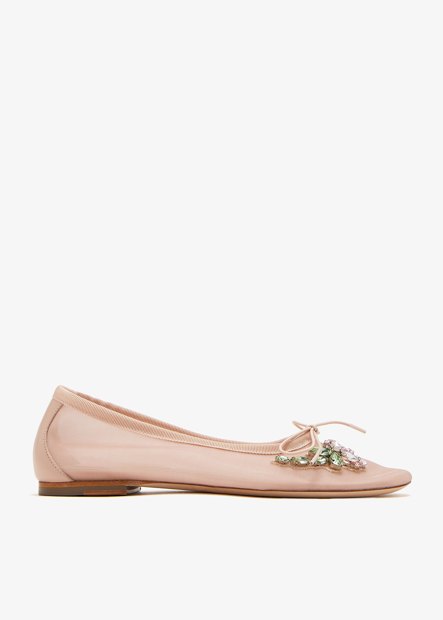 

Embellished flower mesh ballerinas, Pink