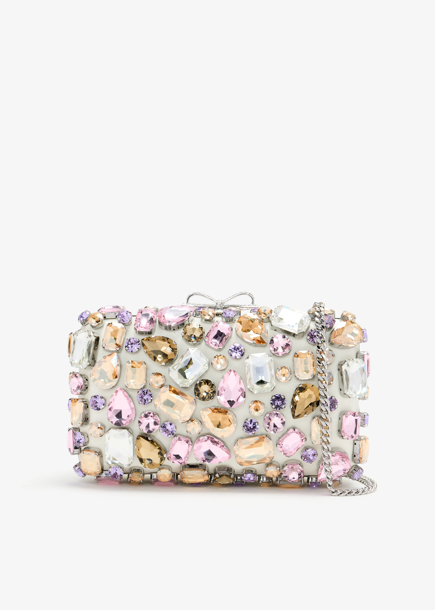

Crystal-embellished clutch, White