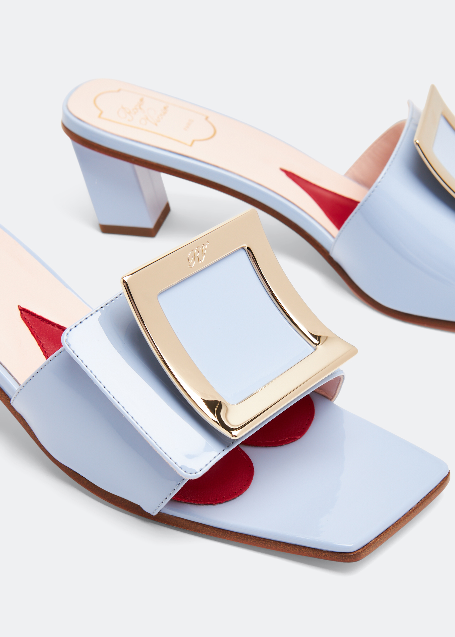

Love metal buckle mules, Blue