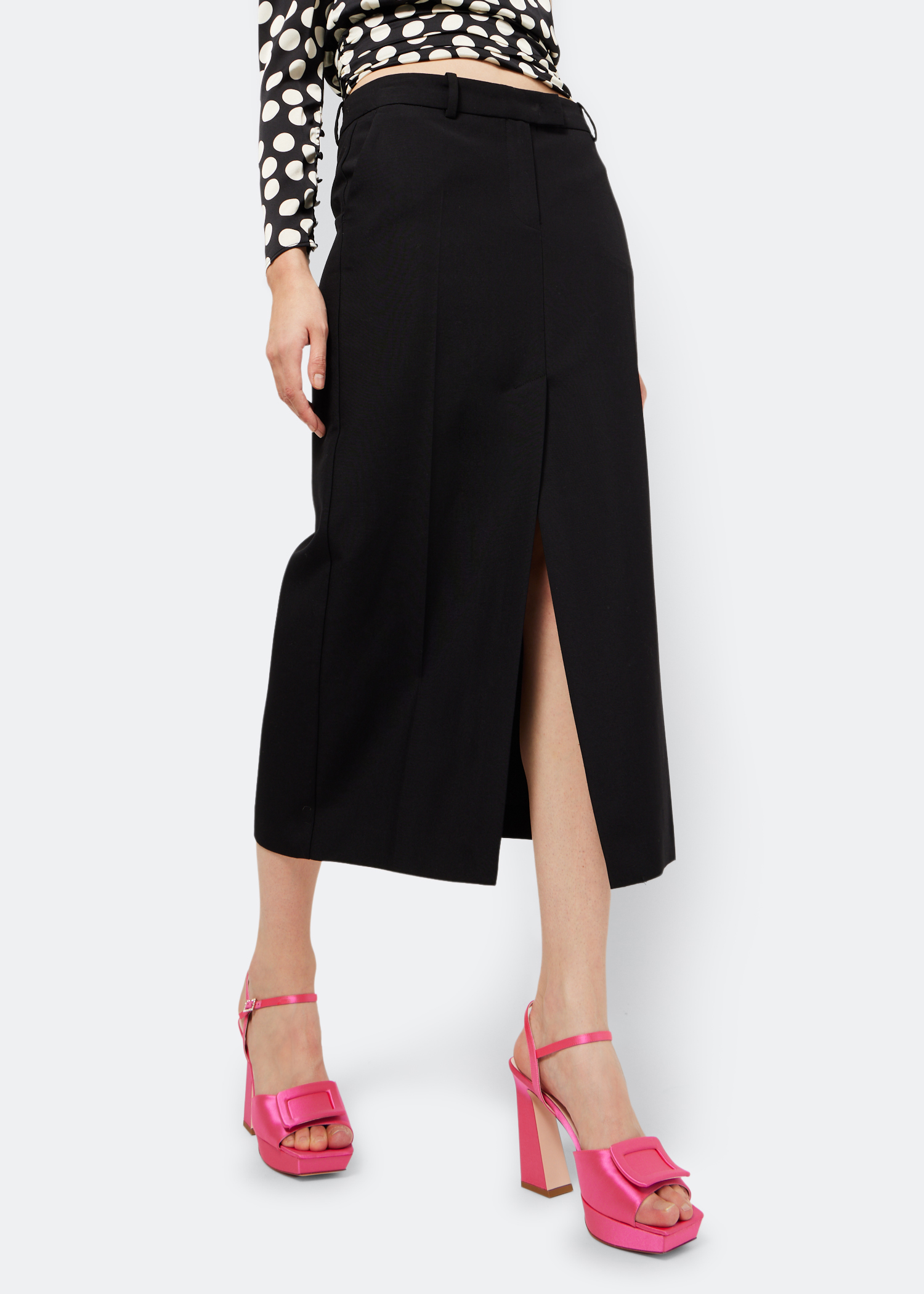 

Covered buckle platform sandals, Pink
