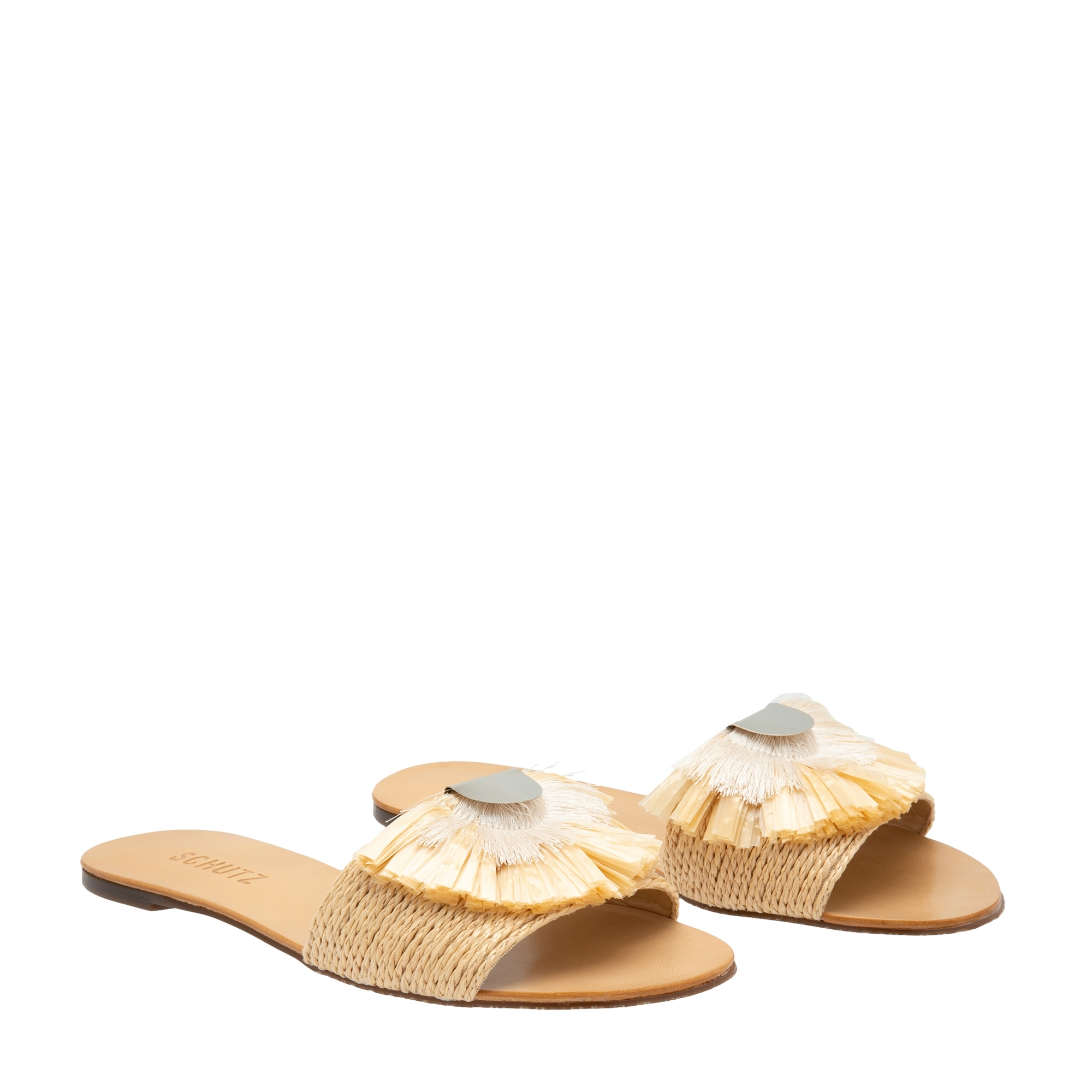 

Woven embellished sandals, Beige