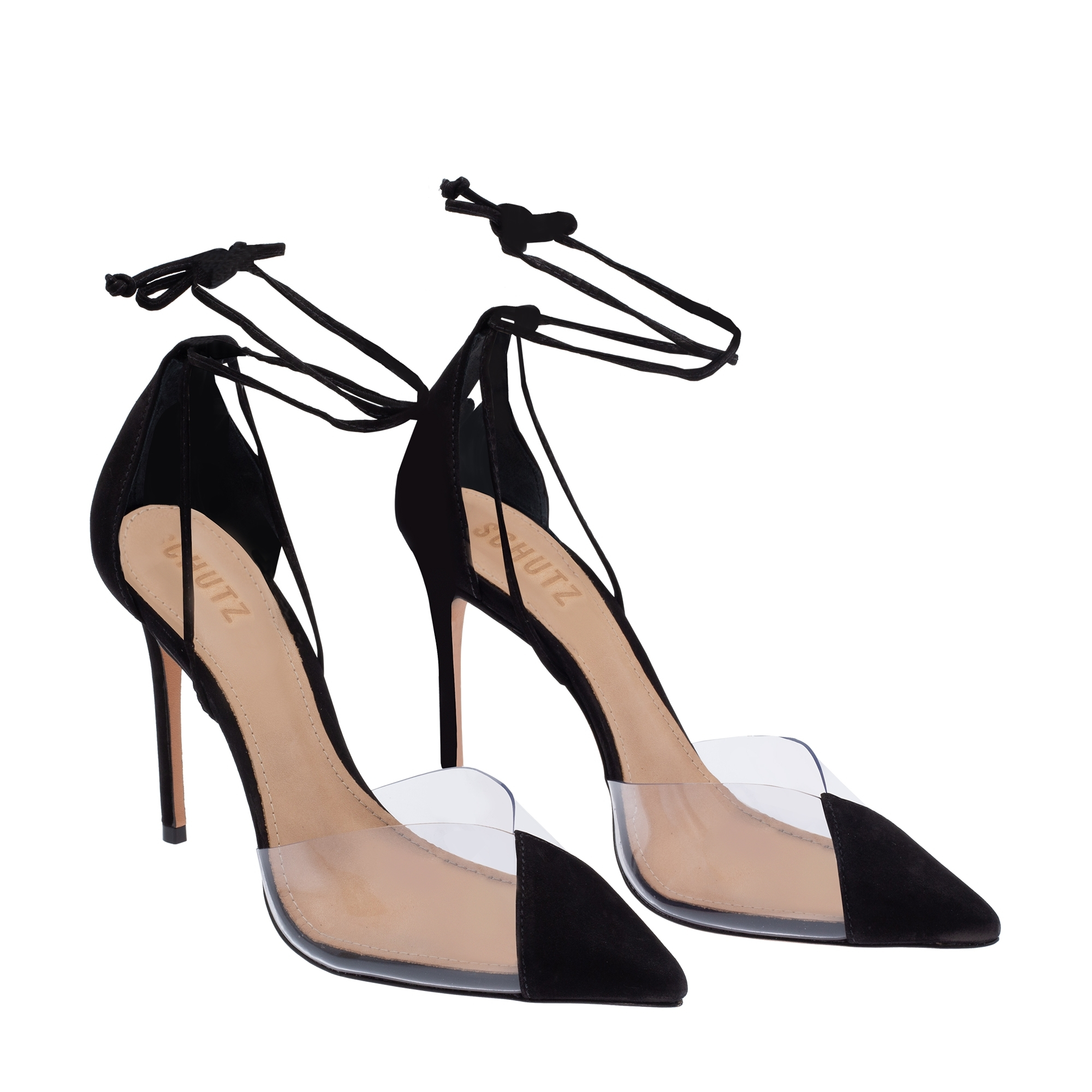 

Suede and pvc pumps, Black