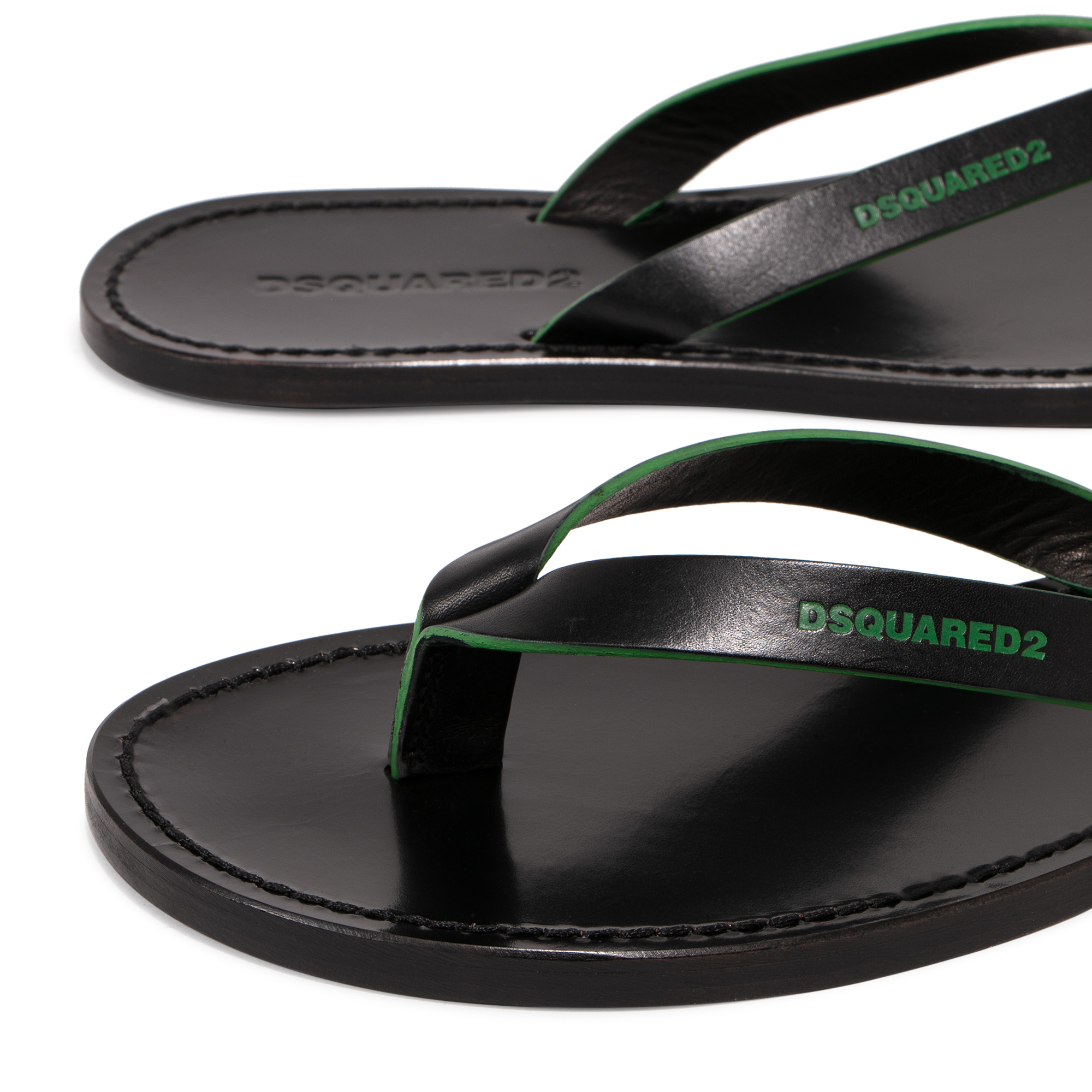 

Leather flip flops, Black