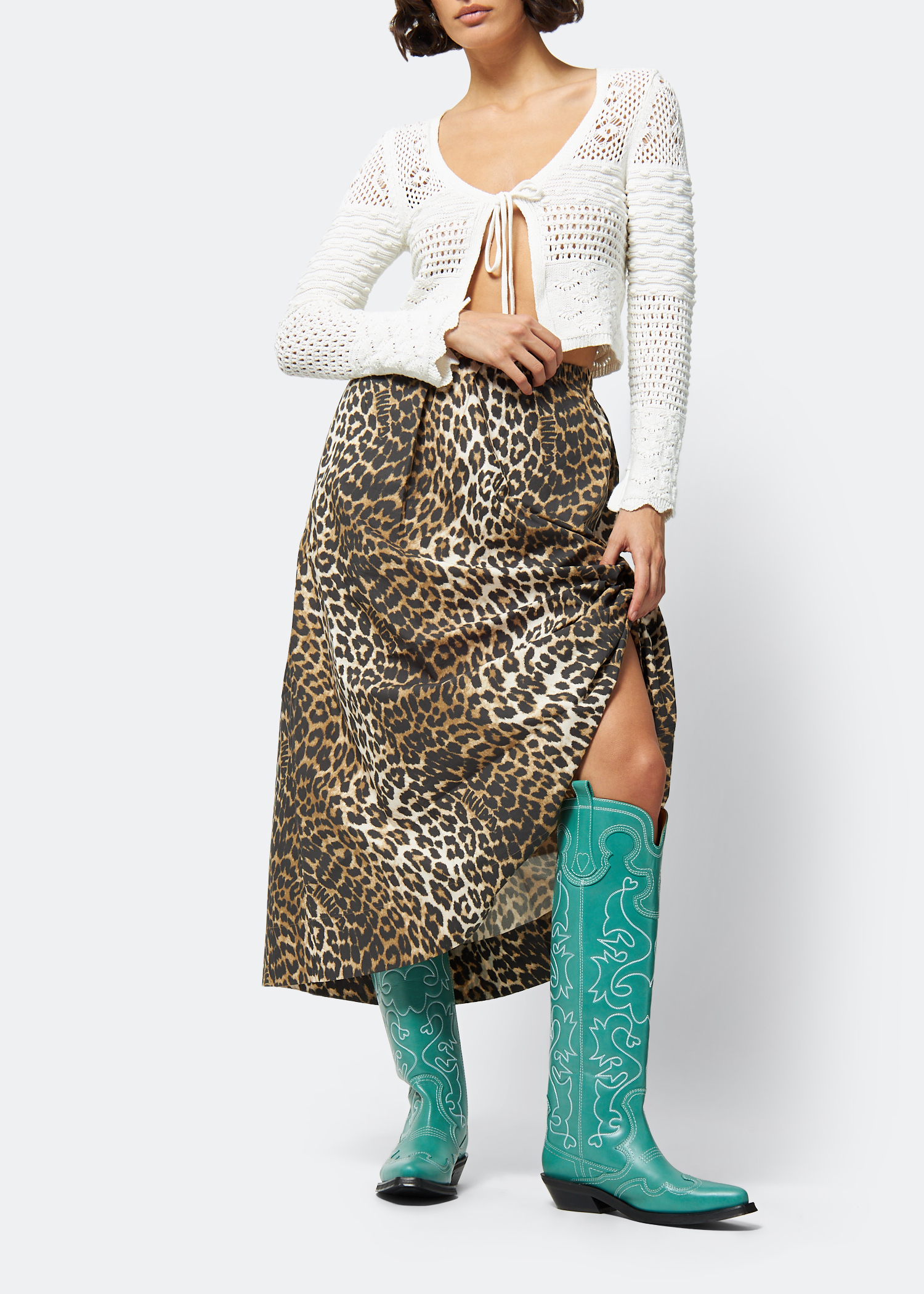 

Embroidered Western boots, Green