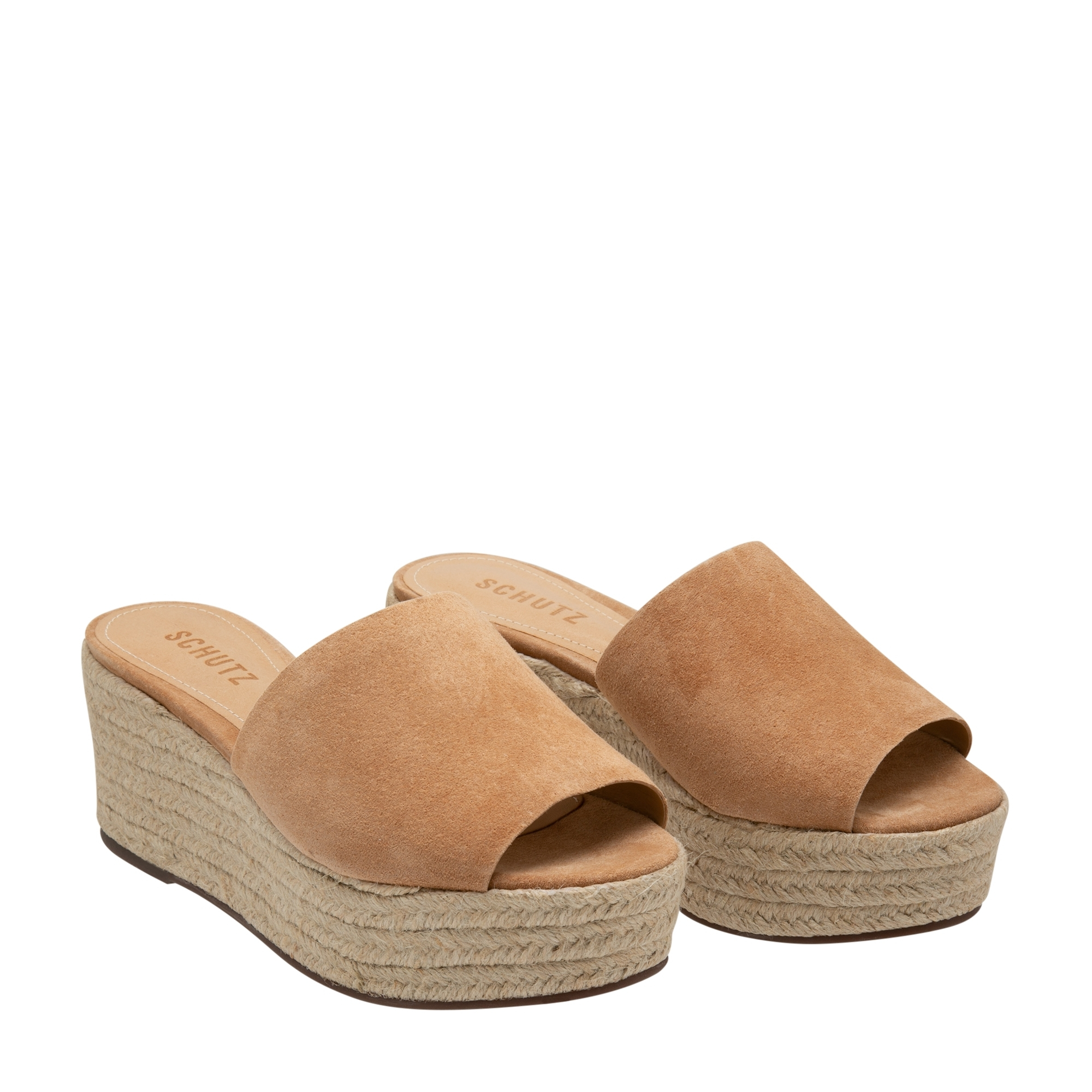 

Suede platform wedges, Beige