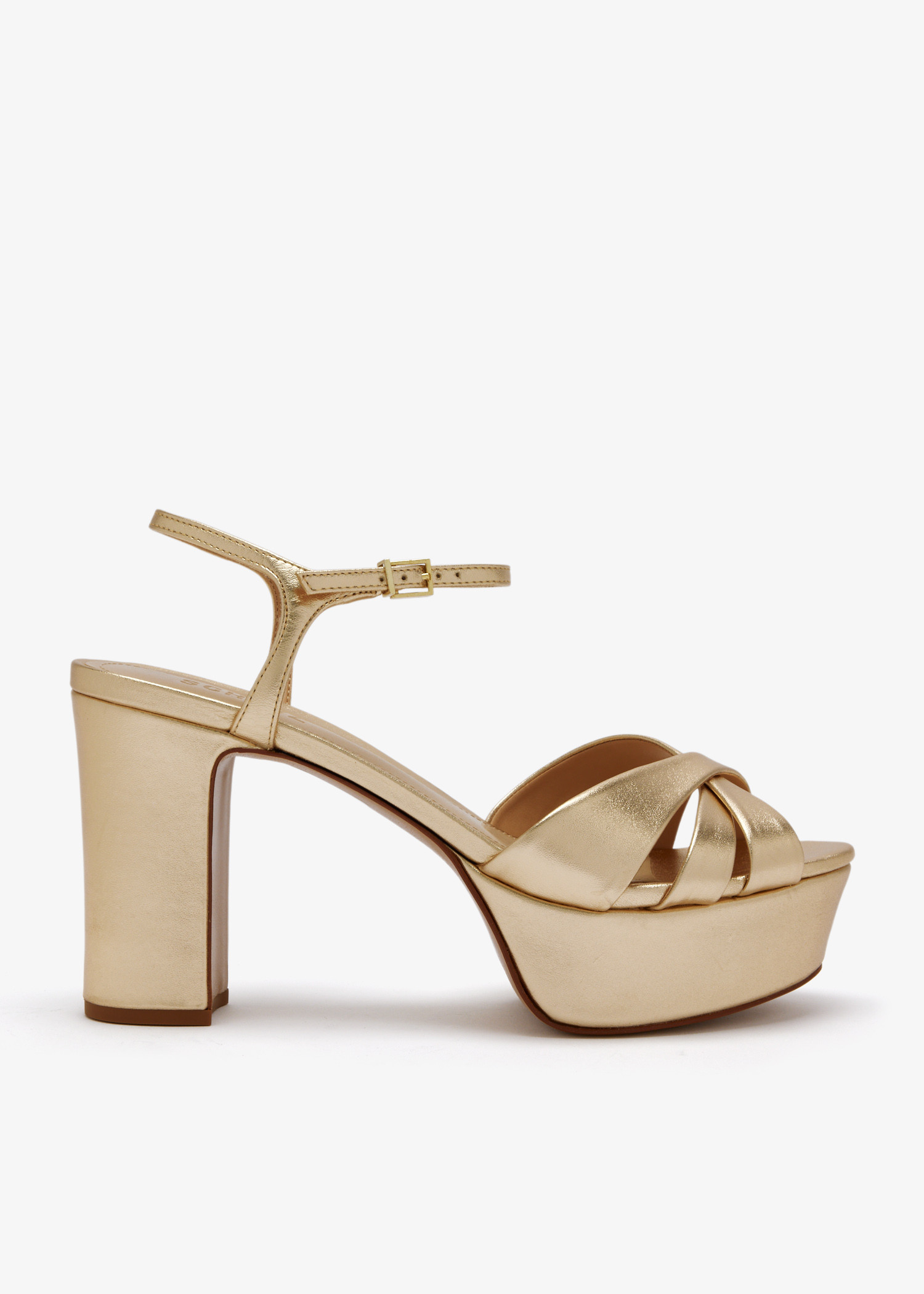 

Leather platform sandals, Gold