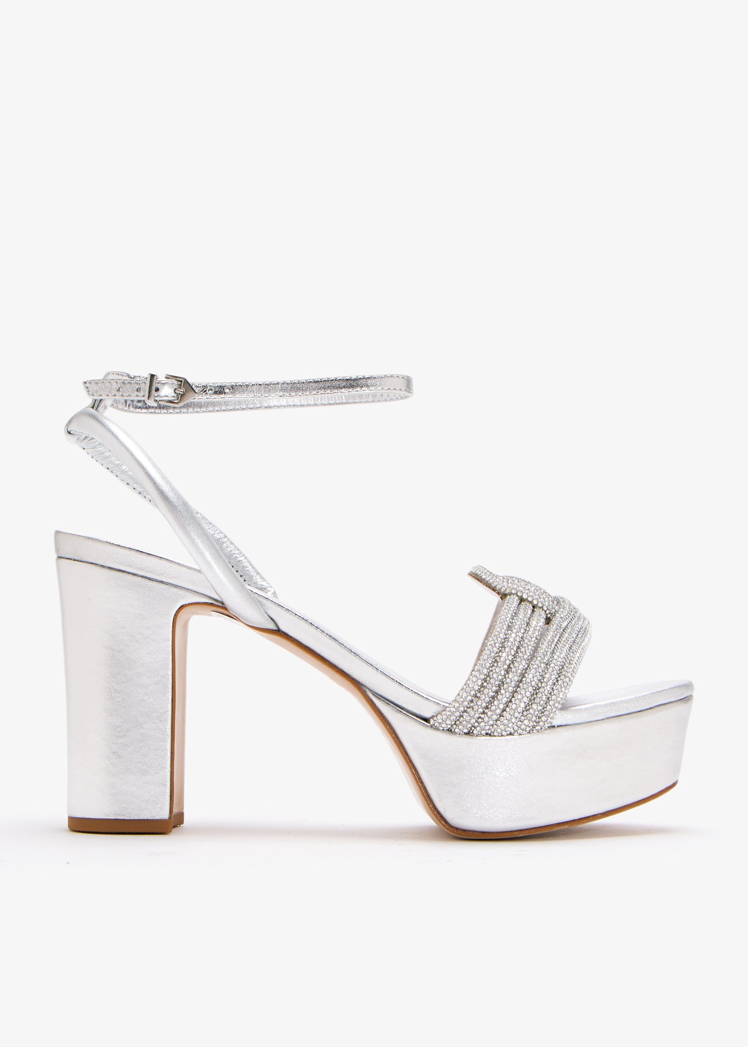

Crystal-embellished platform sandals, Silver
