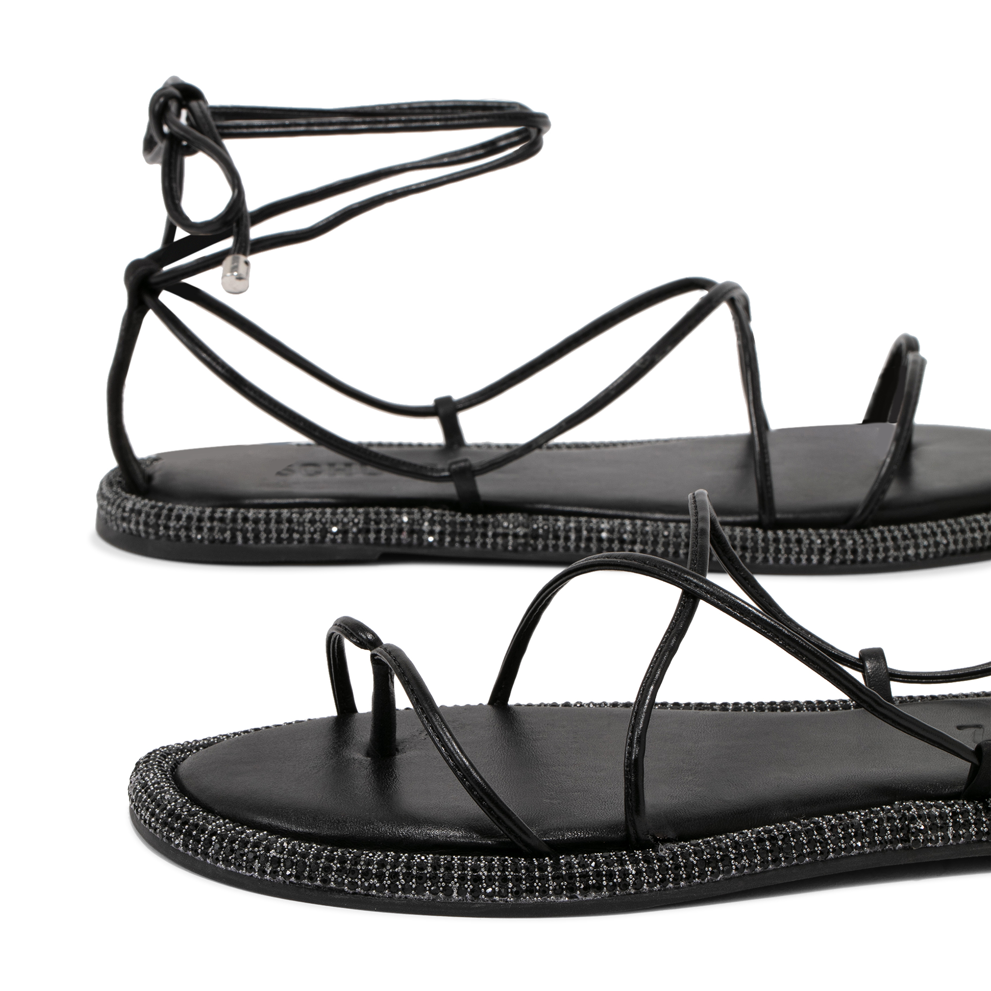 

Leather flat sandals, Black