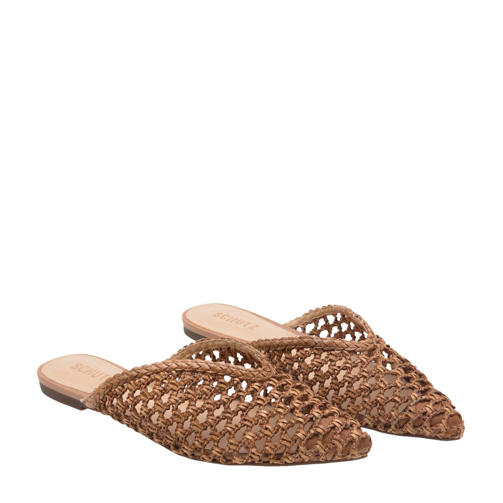 

Point-toe flat mules, Brown