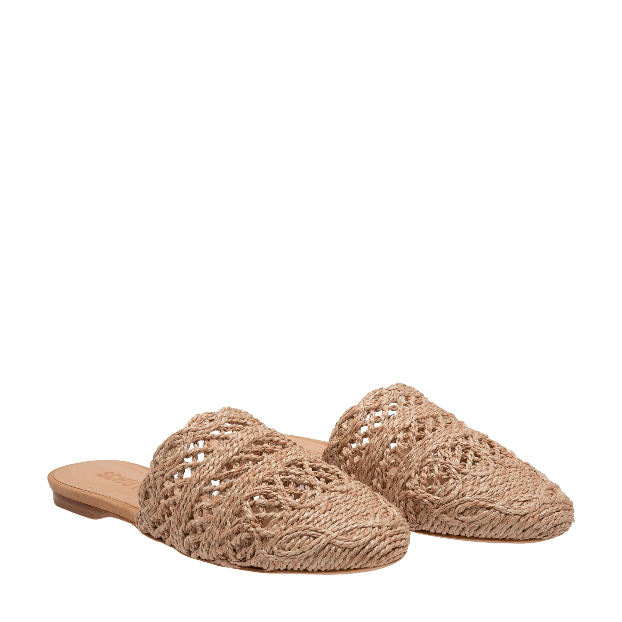 

Woven flat mules, Beige