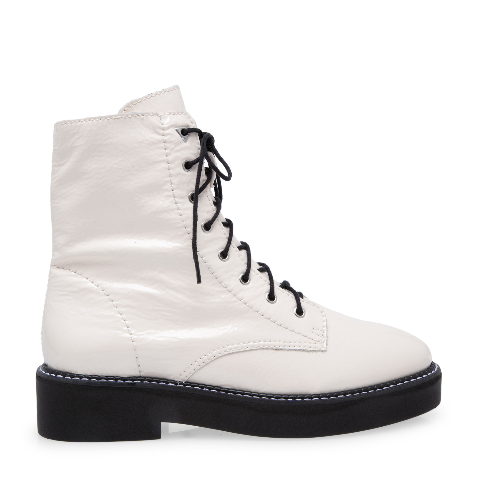 

Patent boots, White