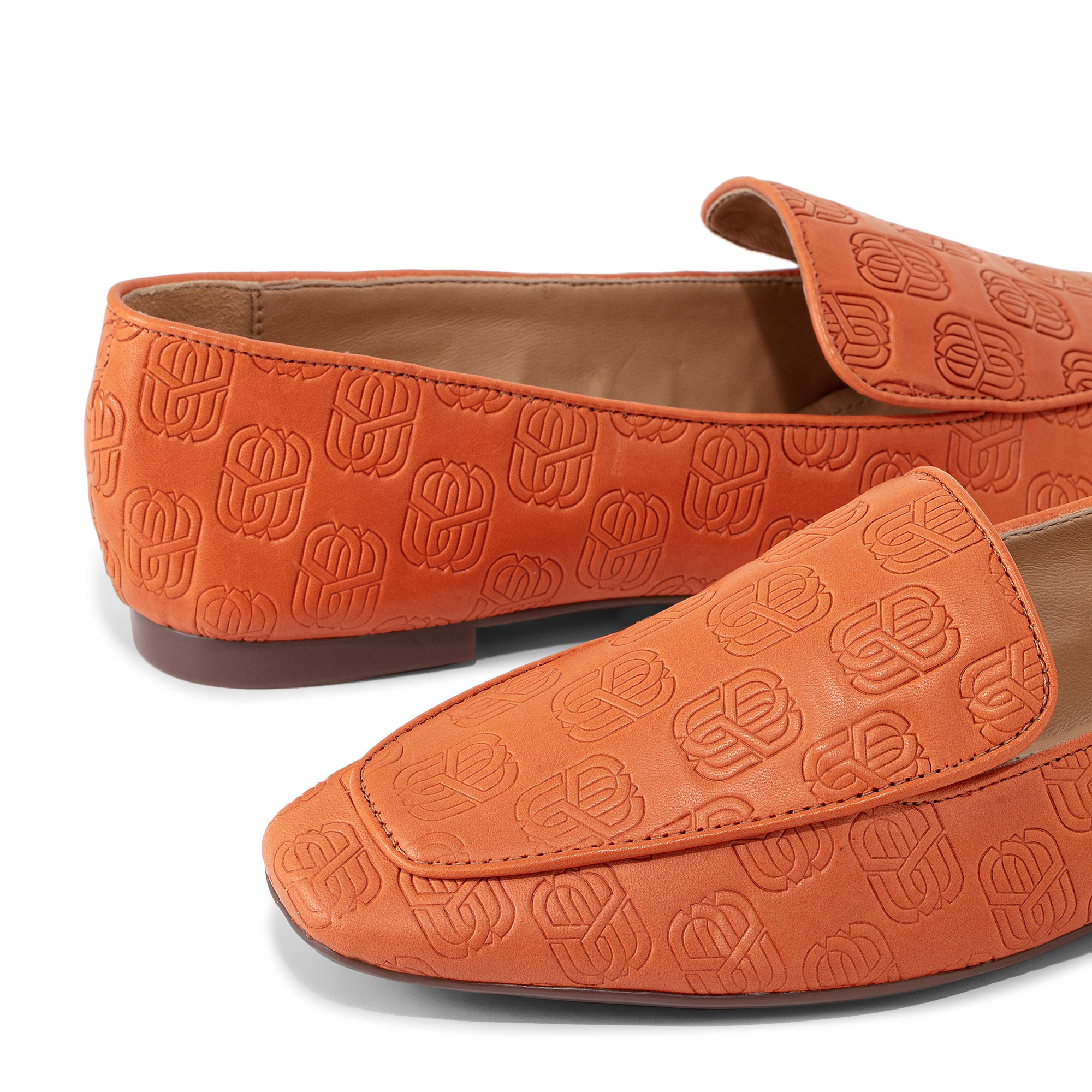 

Embossed leather loafers, Orange