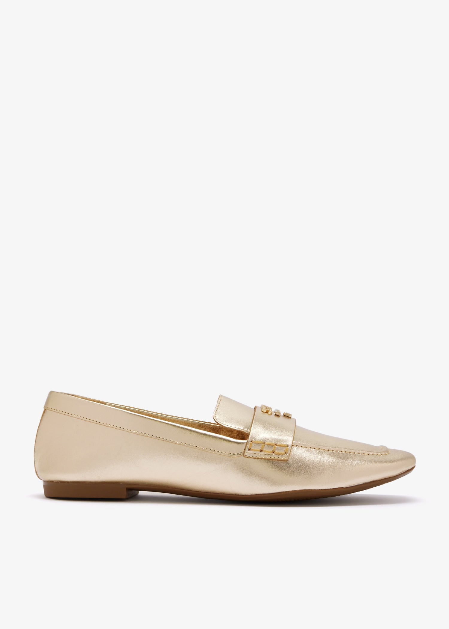 

Metallic leather loafers, Gold