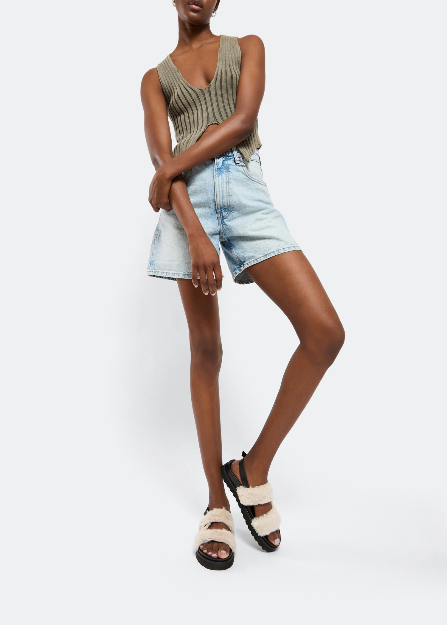 

Shearling sandals, Black