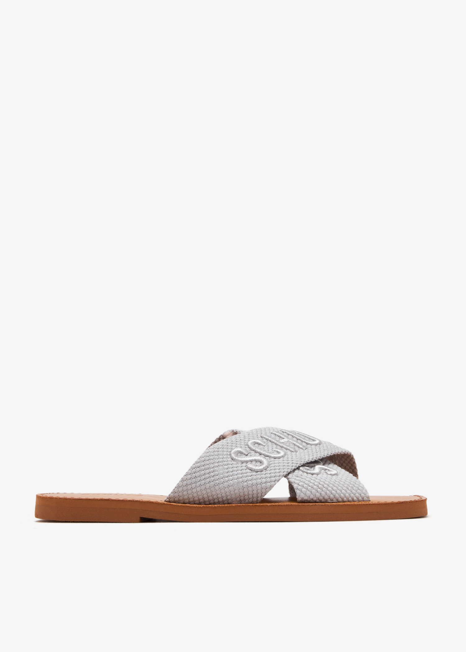 

Embroidered logo flat sandals, Grey