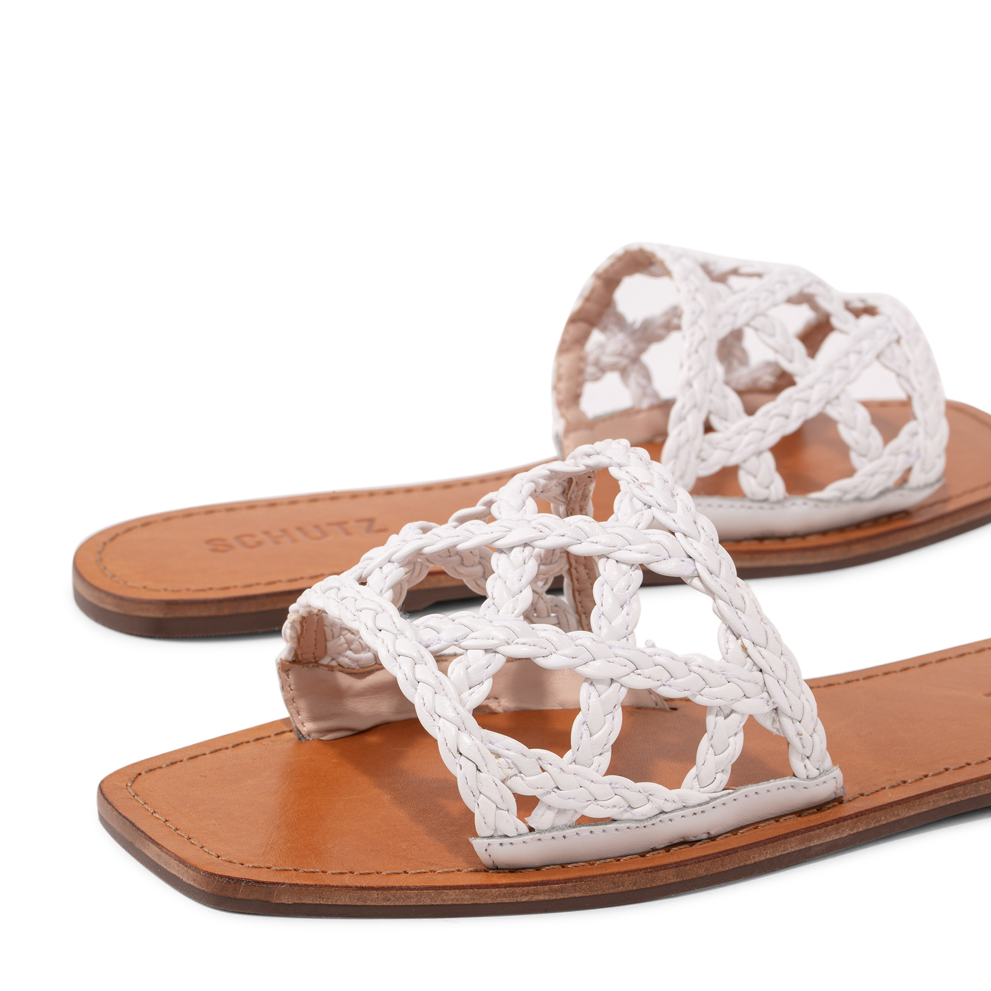 

Leather flat sandals, White