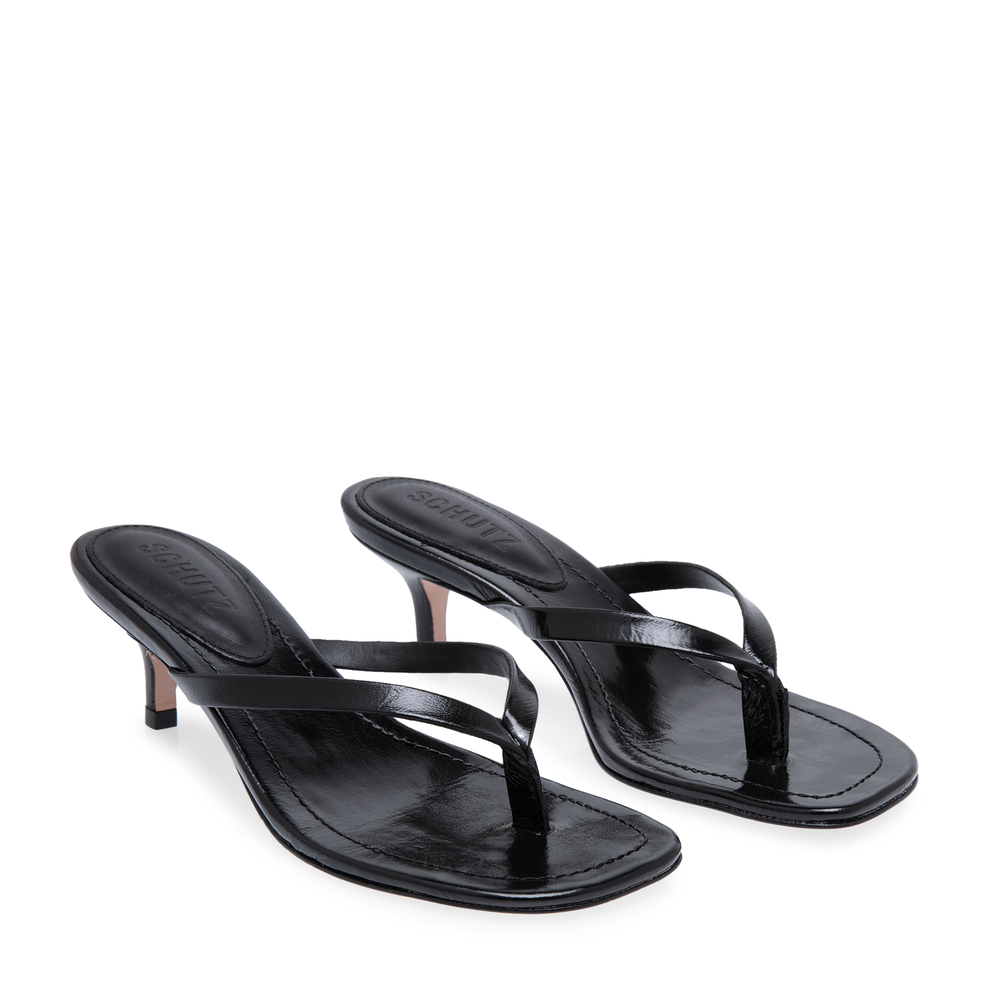

Leather thong sandals, Black