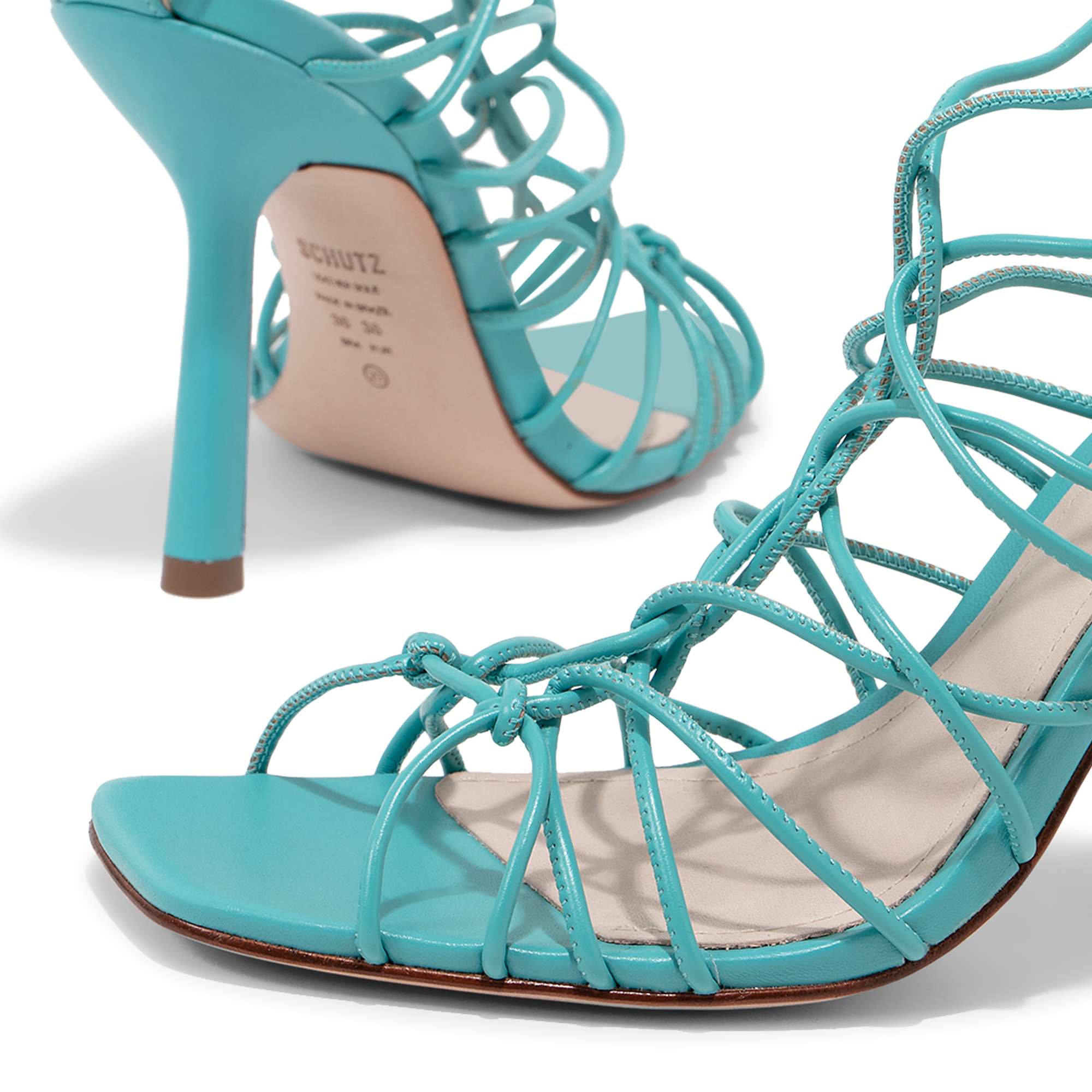 

Leather caged sandals, Blue