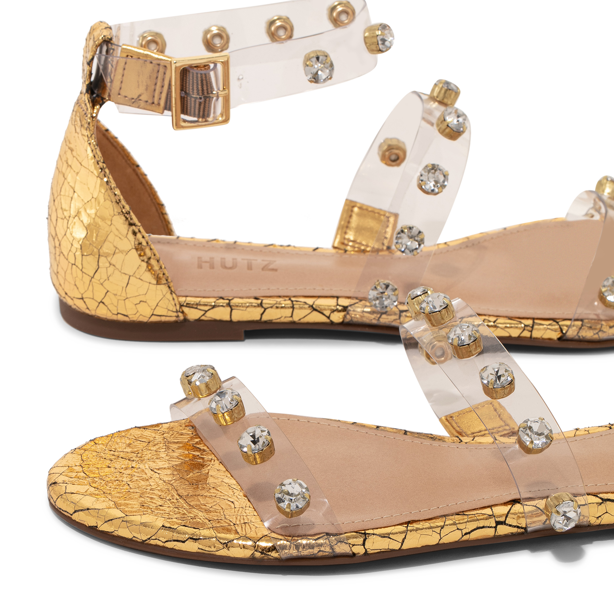 

PVC flat sandals, Gold