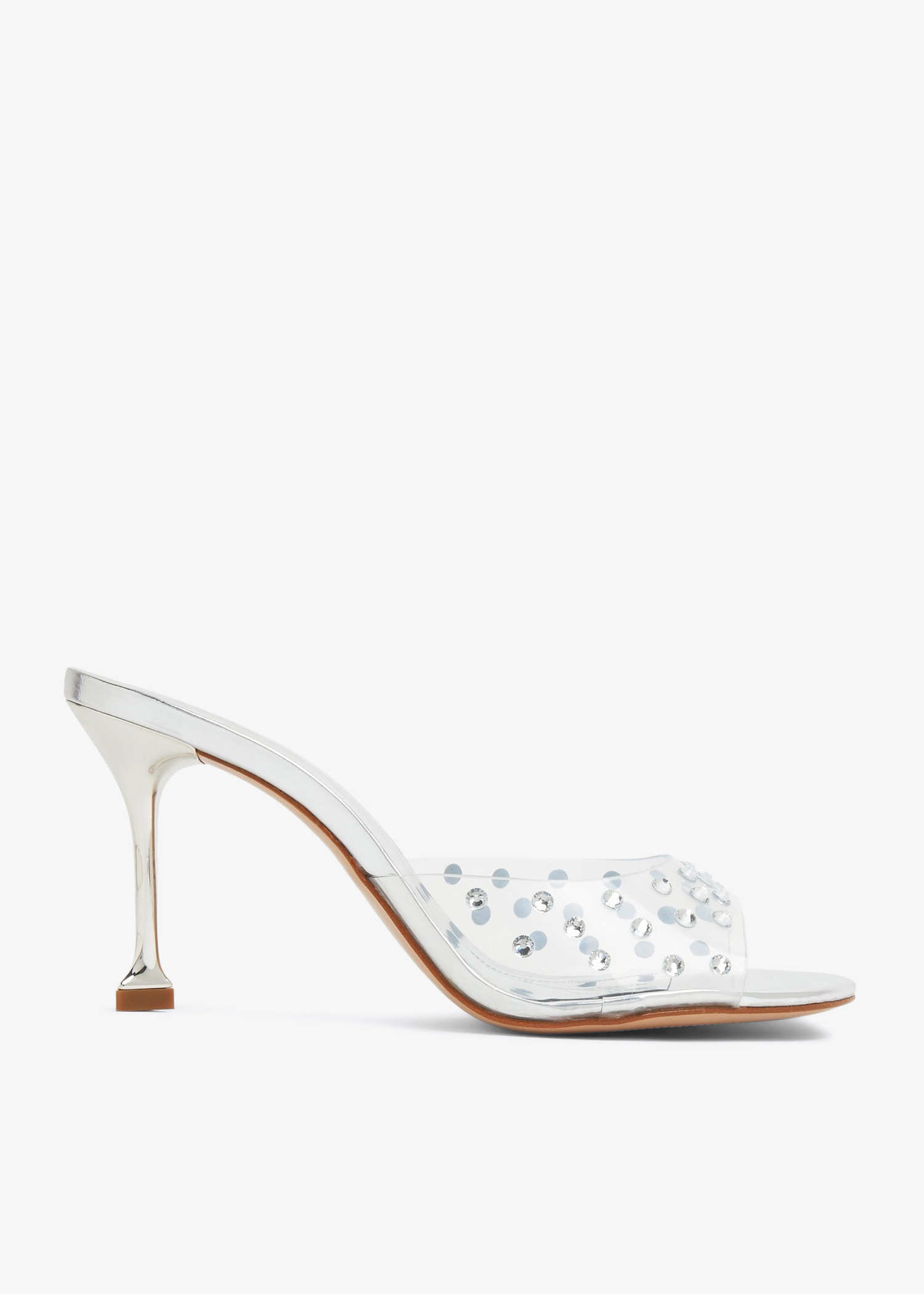 Schutz Clear crystal mules for Women - Silver in UAE | Level