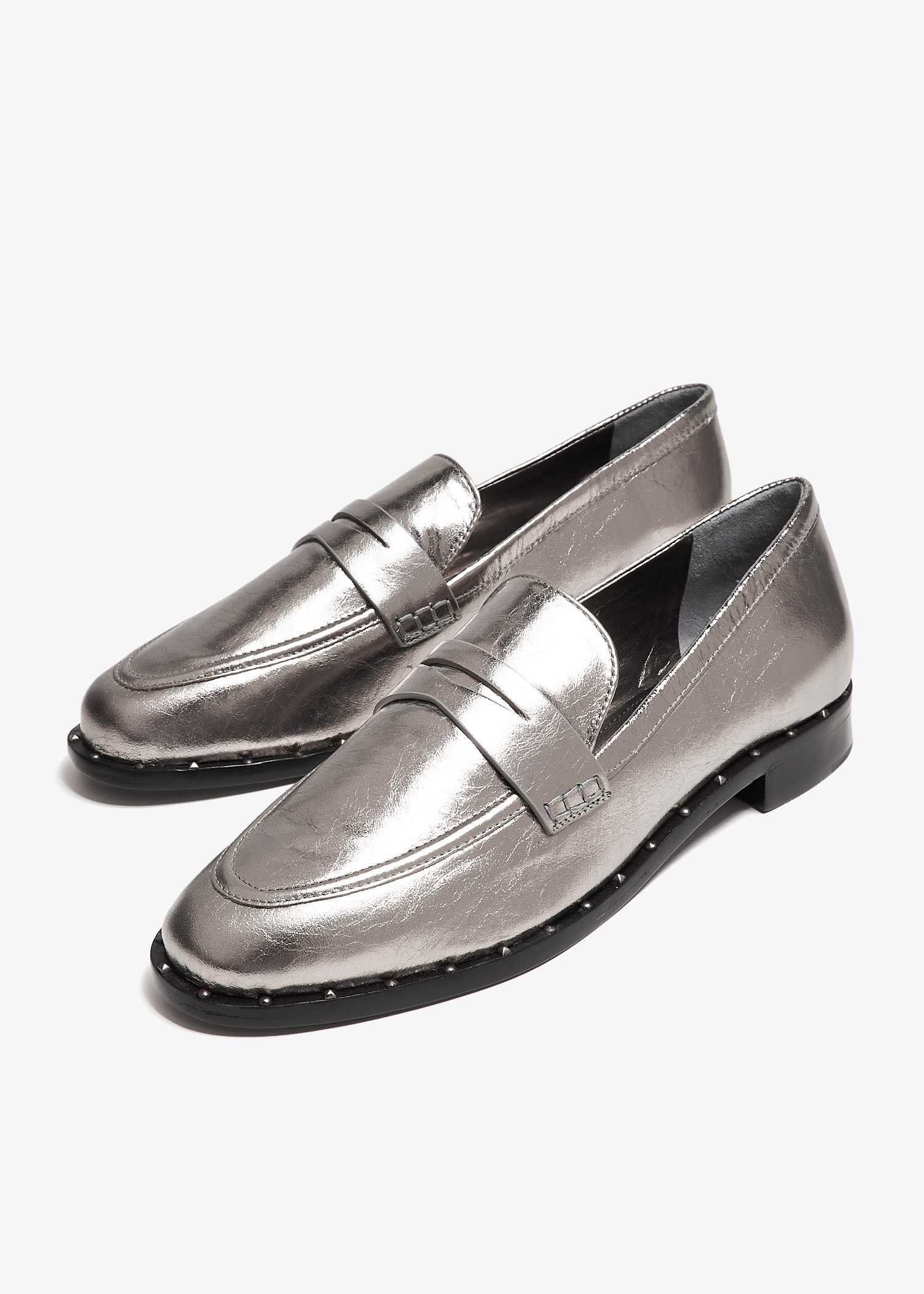 Schutz Andria loafers for Women - Silver in Kuwait | Level Shoes