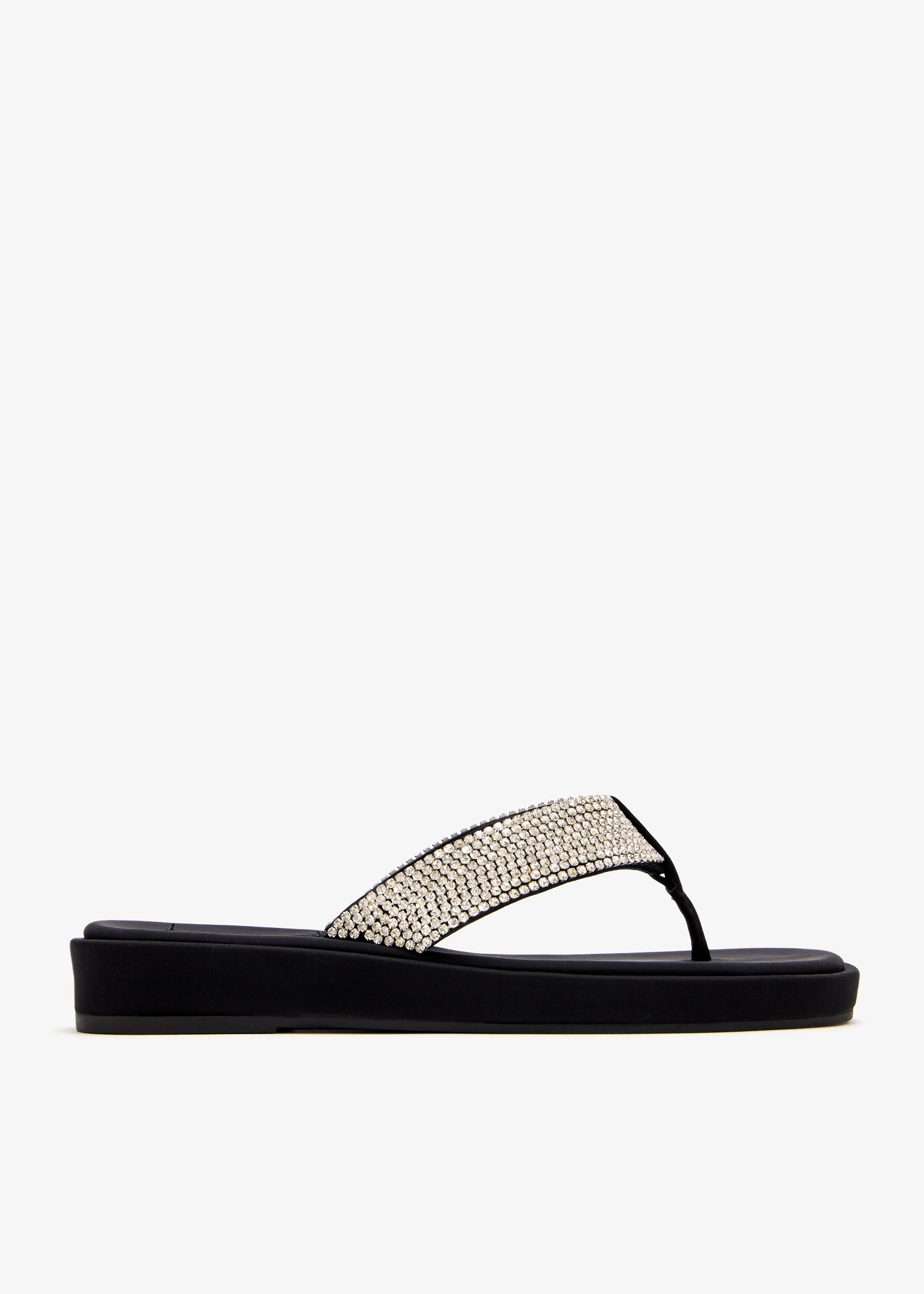 

Crystal thong flat sandals, Black