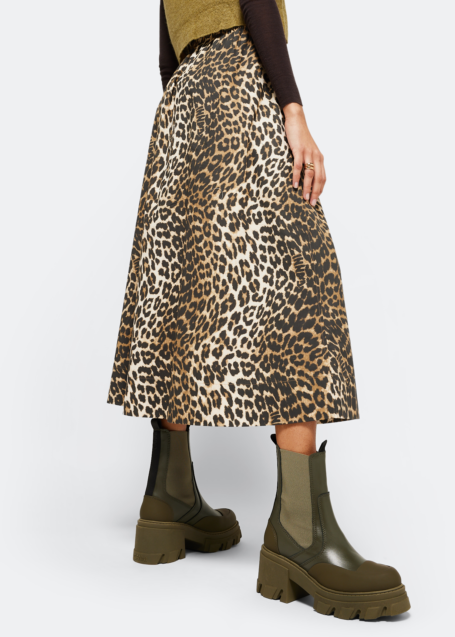 

Cleated Heeled Mid Chelsea boots, Green