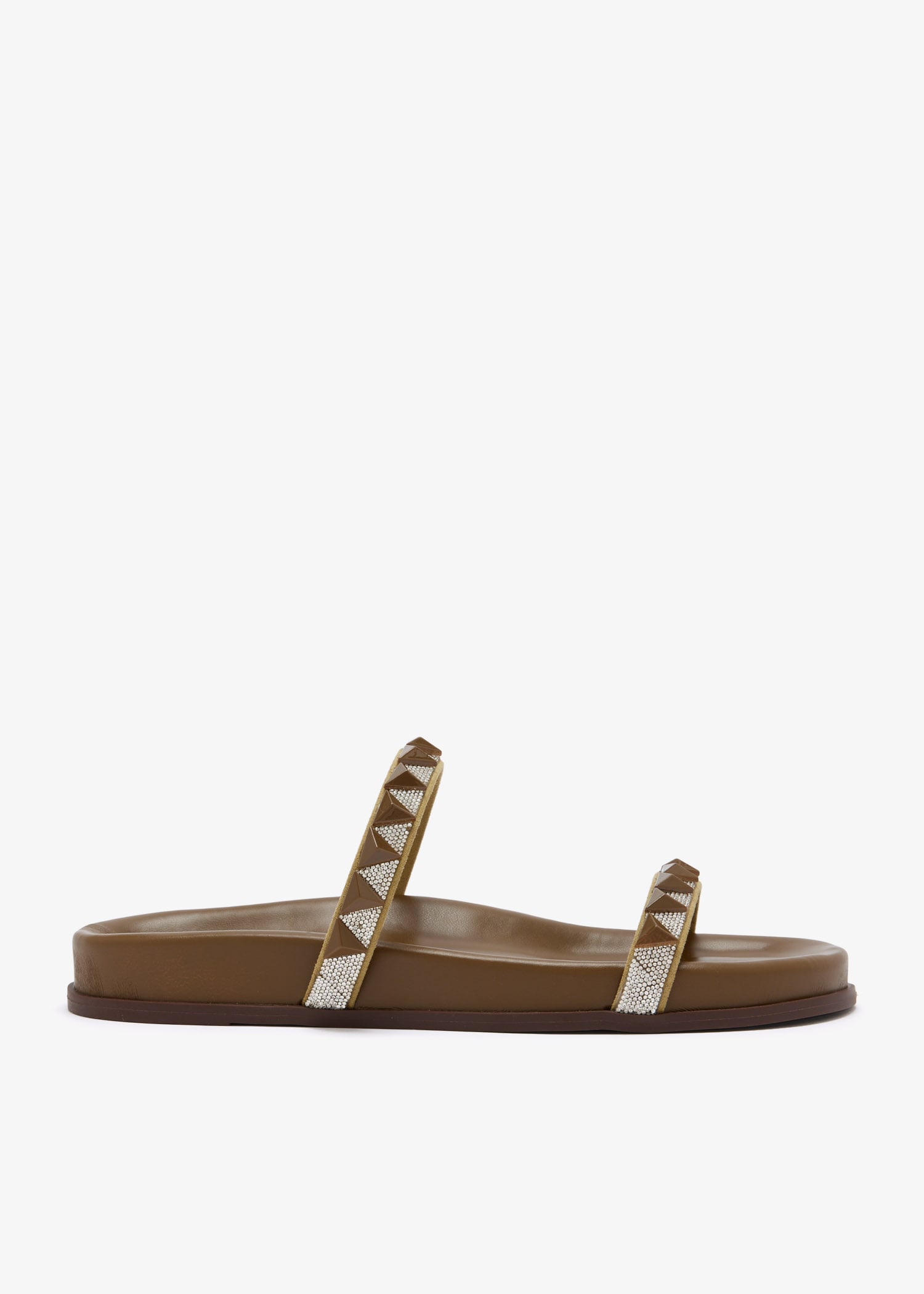 

Stud flat sandals, Khaki