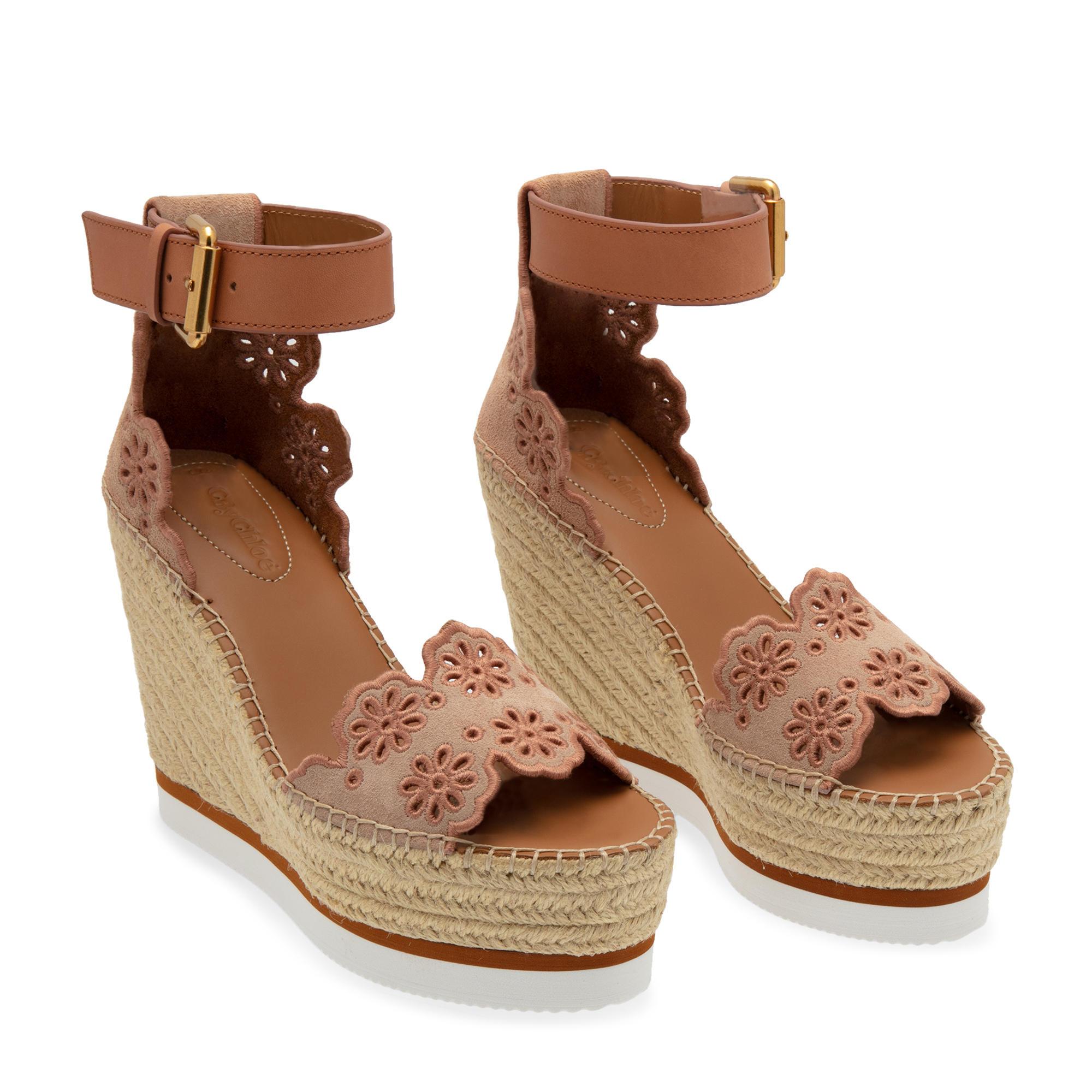 

Suede wedge sandals, Pink