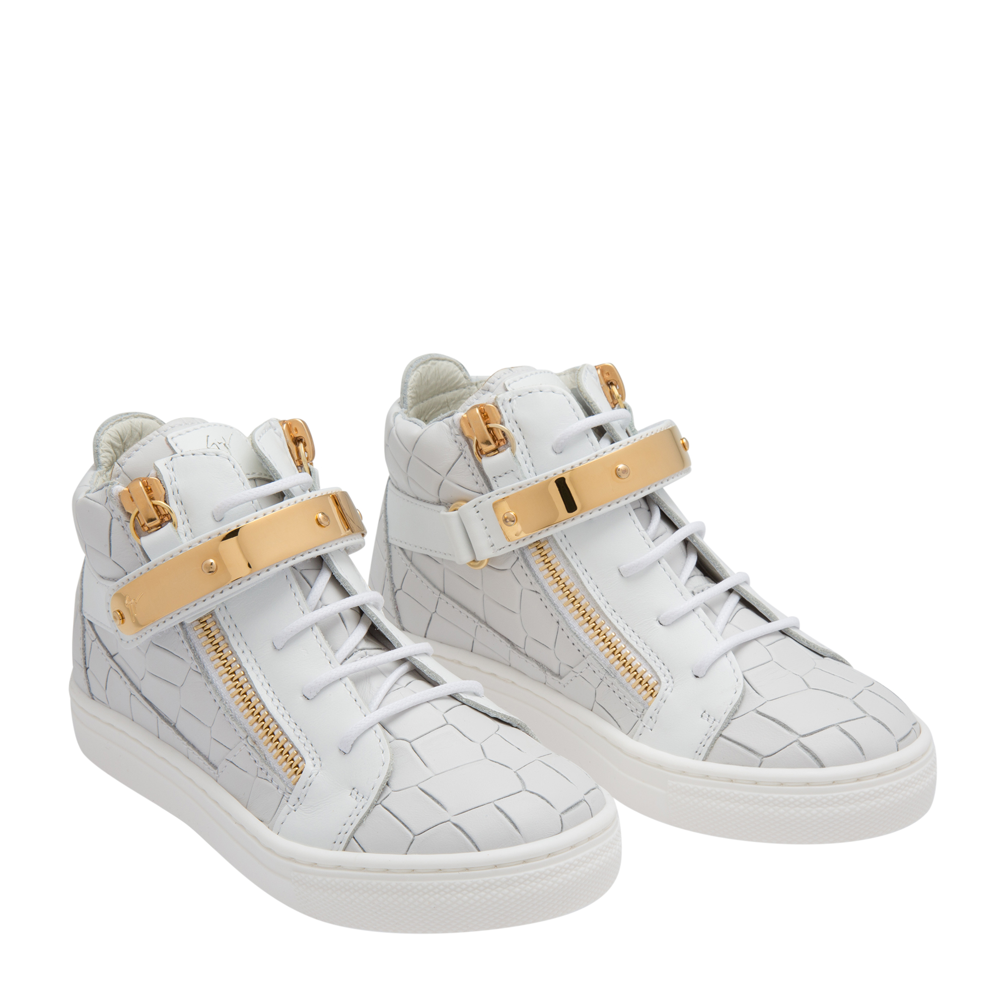 

Cracked leather sneakers, White