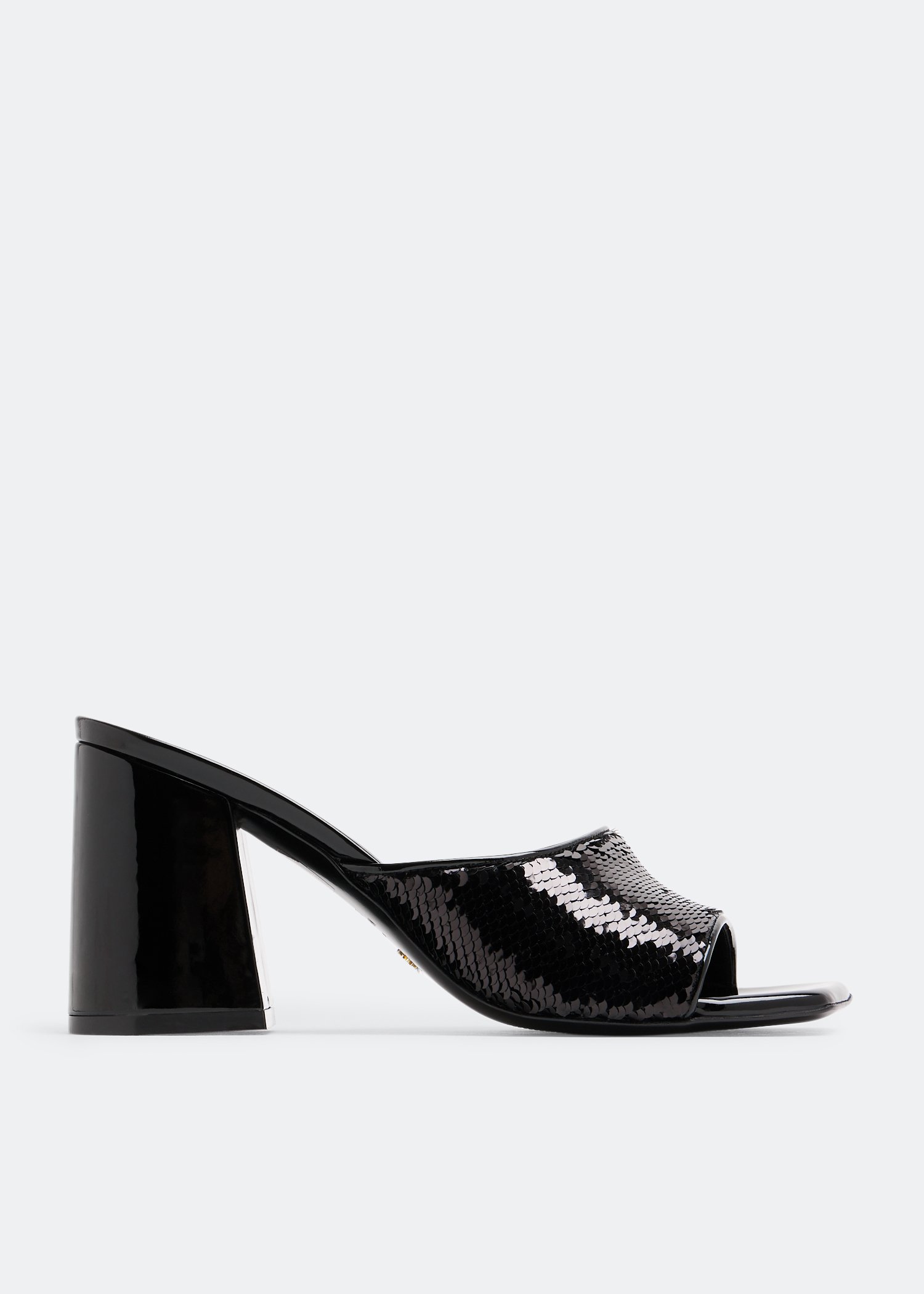 

Tia 85 flareblock mules, Black