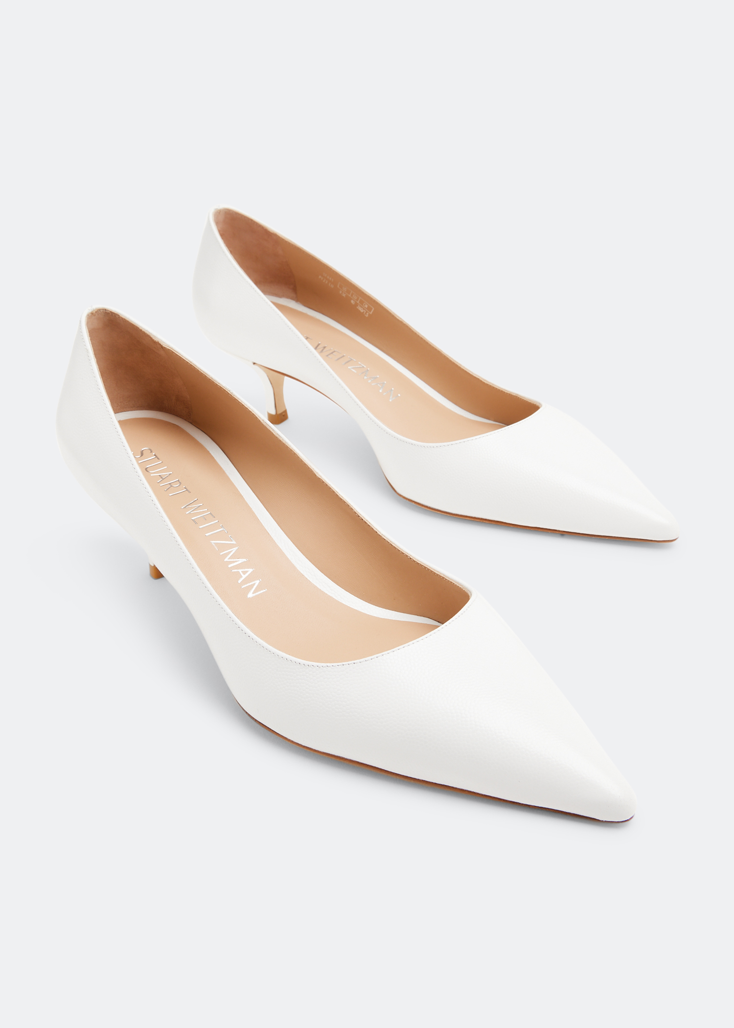 White leather kitten heel pumps hotsell