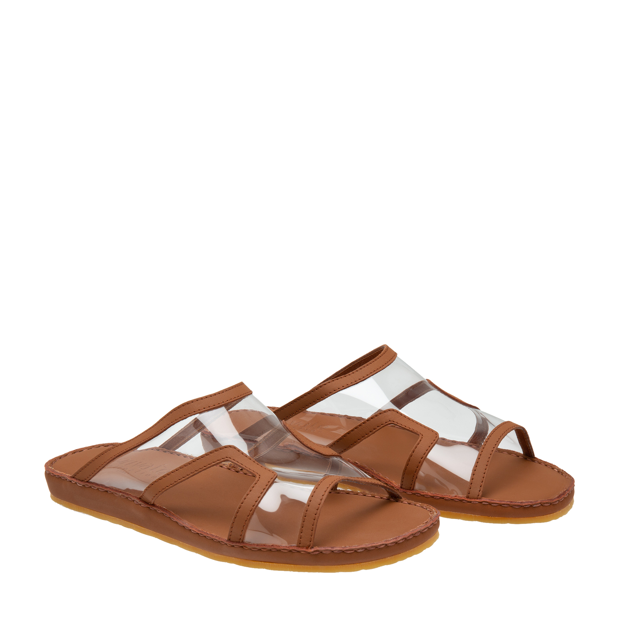 

Leather and PVC sandals, Brown