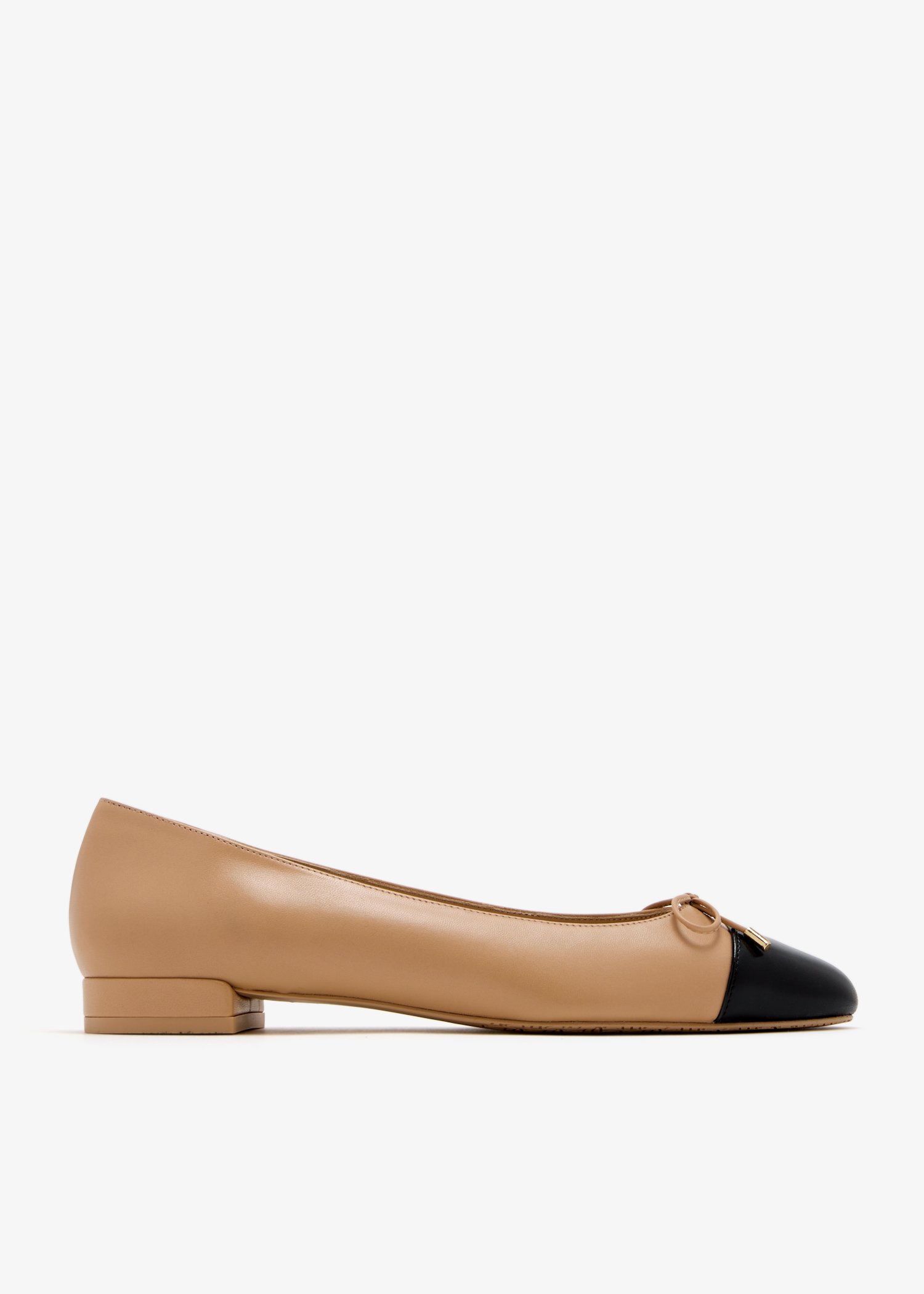 

Sleek bow ballet flats, Beige