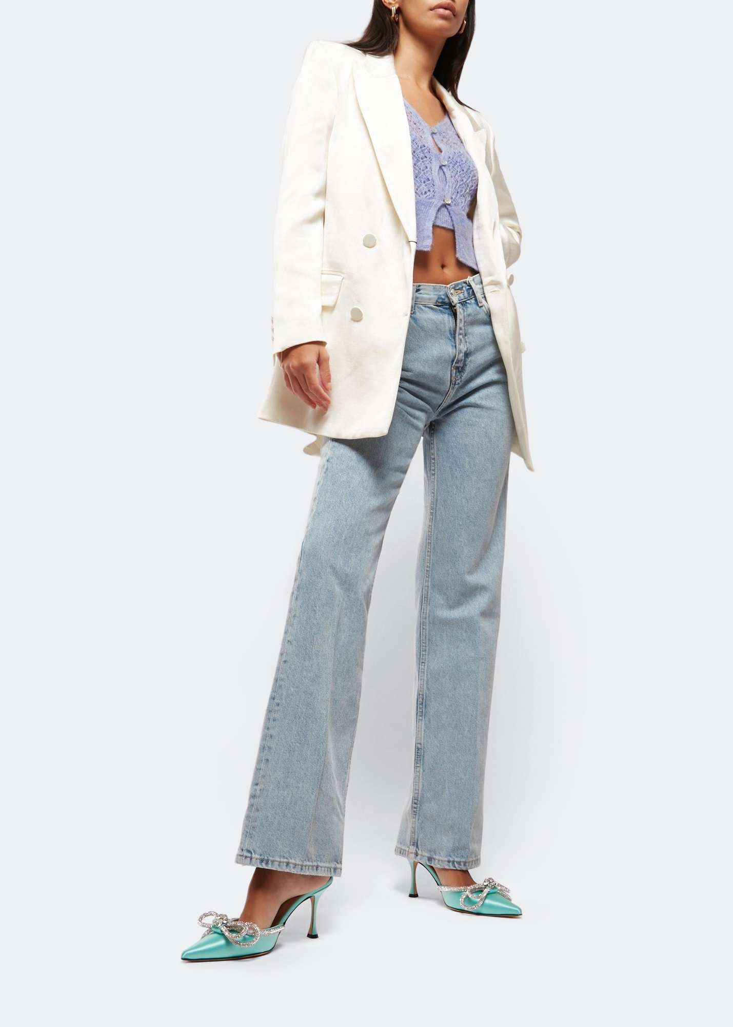 

Double Bow mules, Blue