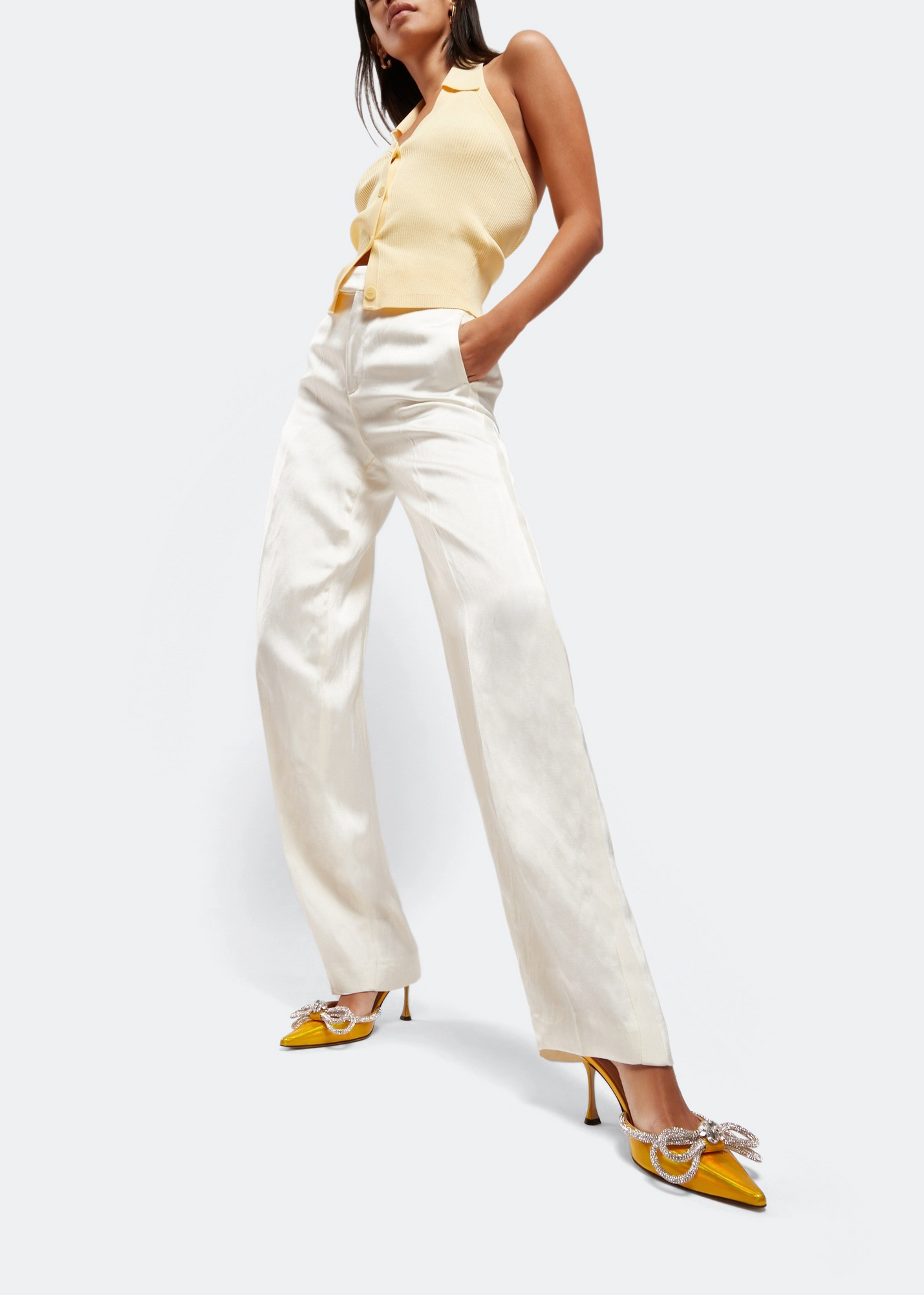 

Double Bow mules, Yellow